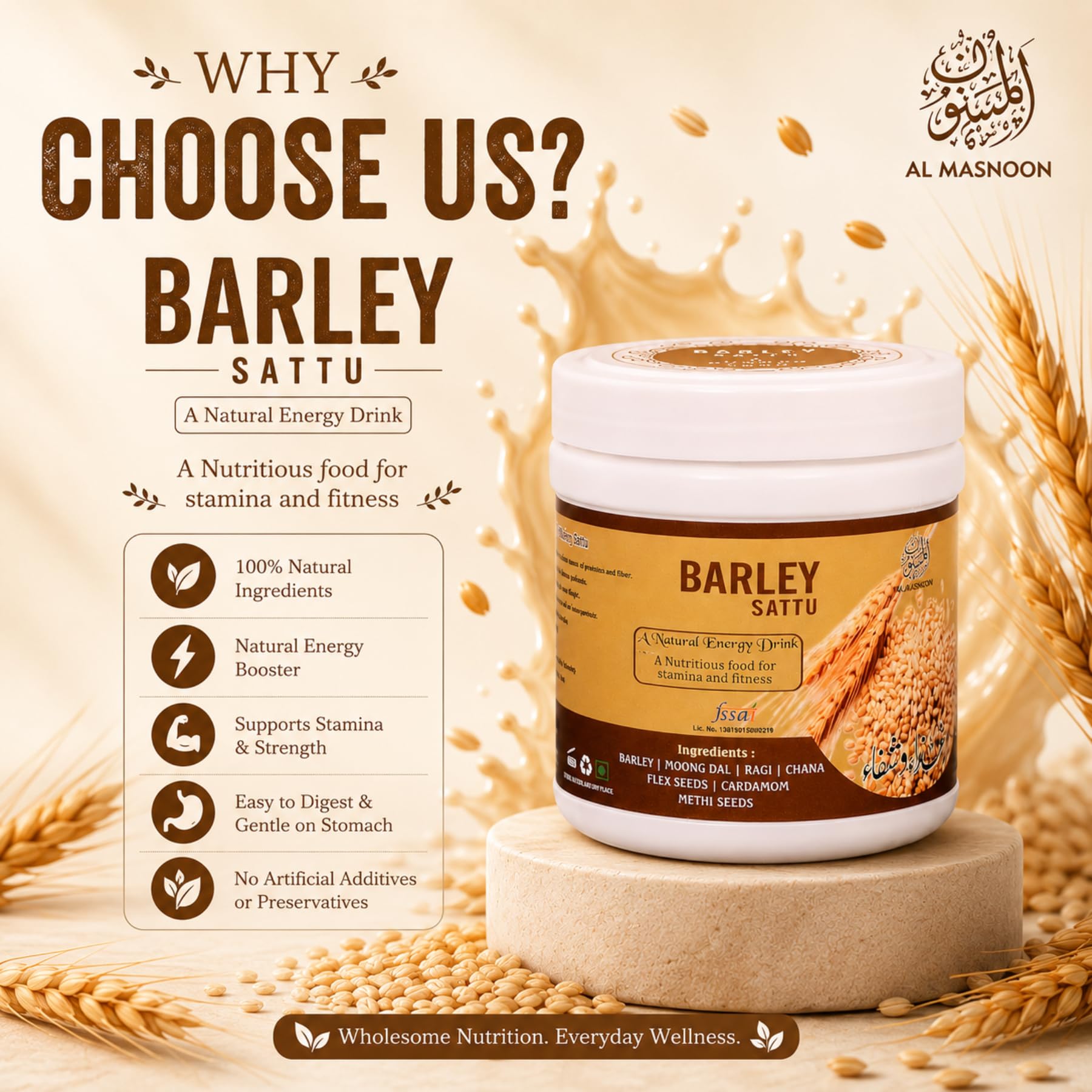 AL MASNOON Barley Sattu/Jau Ka Sattu 300g(pack of1) A Nutritious Energy Drink / 100% Natural 2