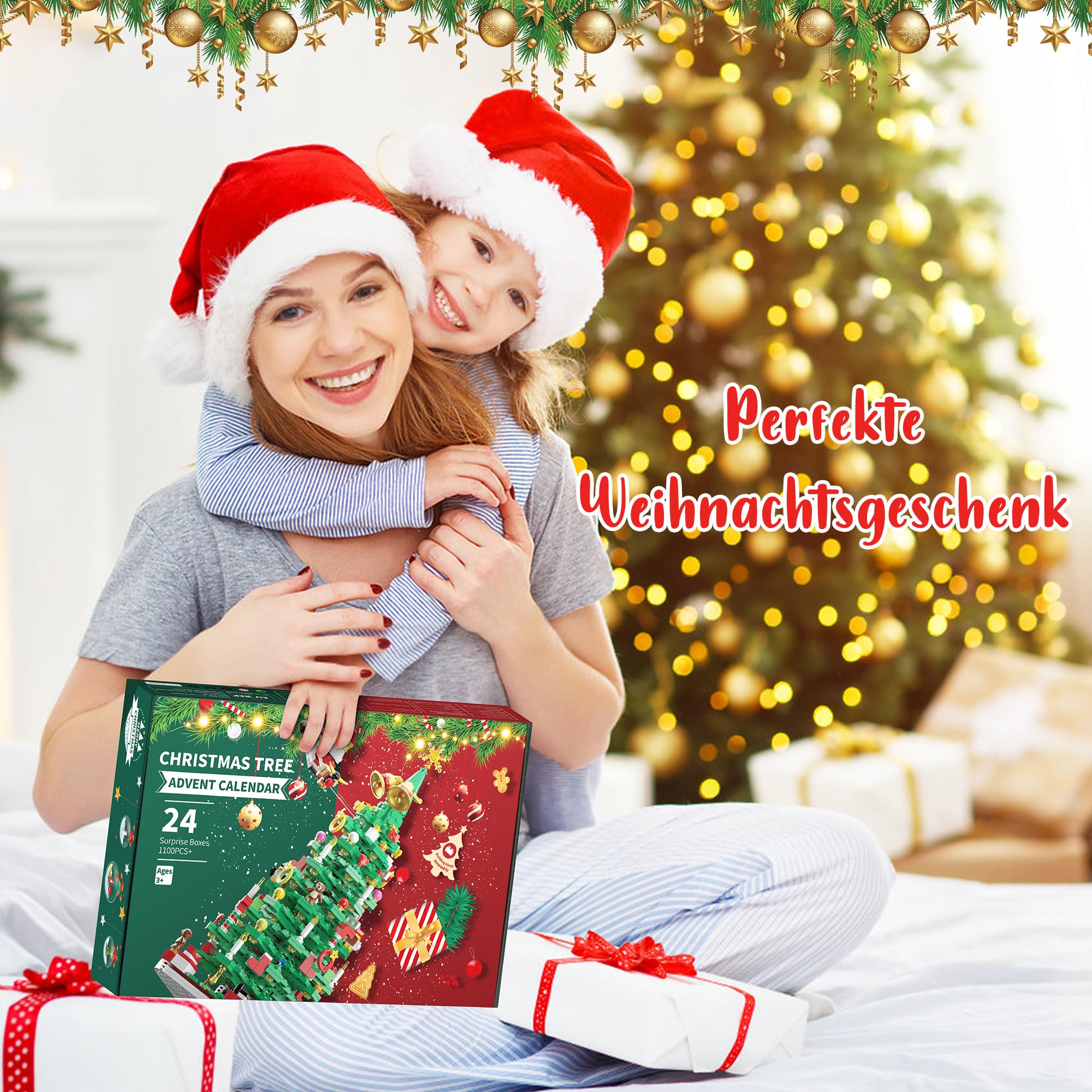 Joozmui Calendario dell'Avvento 2026 per bambini, giocattoli per l'albero di Natale, giocattoli per conto alla rovescia natalizio, calendario dell'Avvento con oltre 1100+ pezzi, regalo per bambini