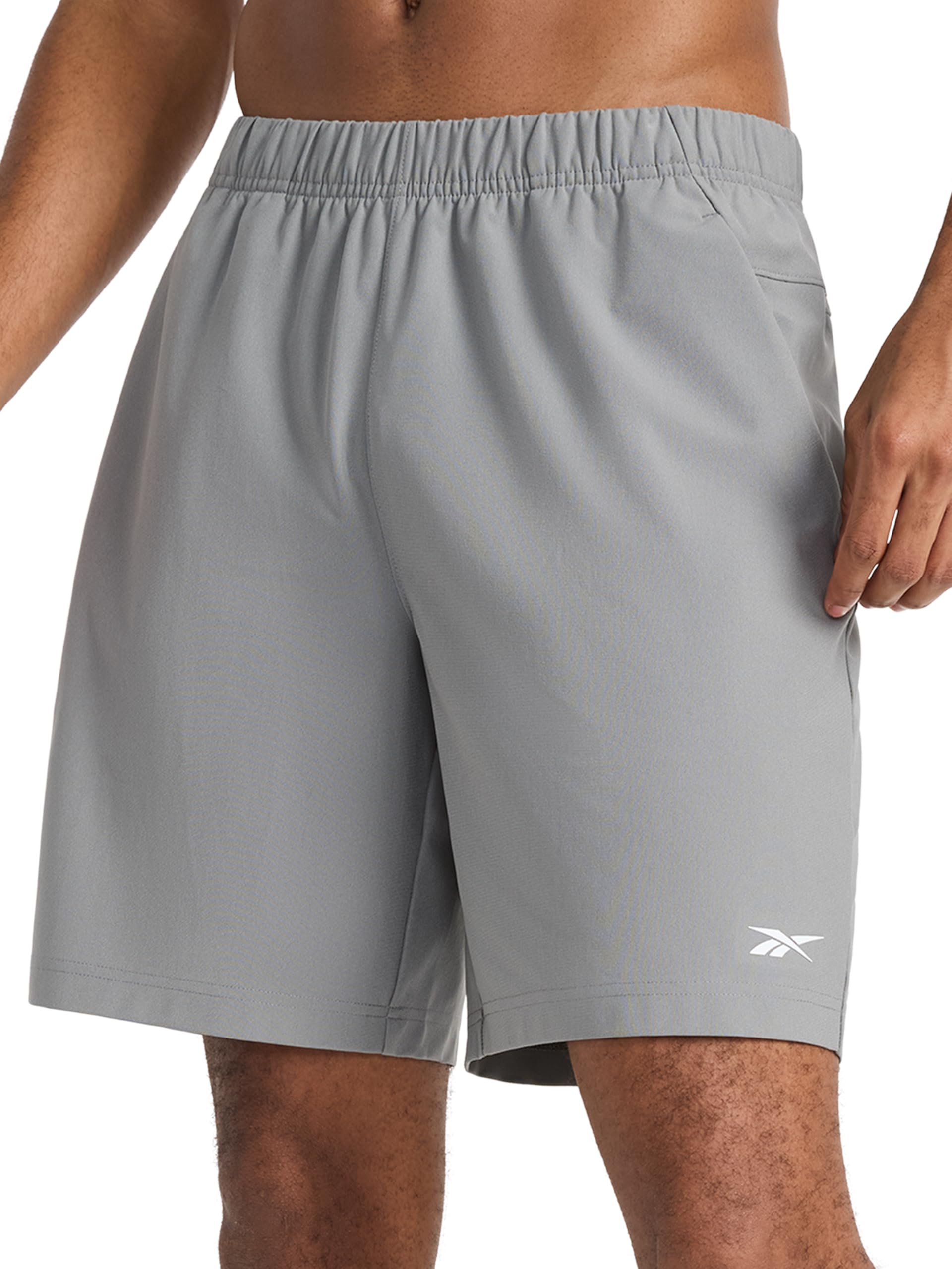 Reebok Apparel Men's Jumpstart 8” Short, Standard Fit, Lightweight Poly Fabric, Grey, Small