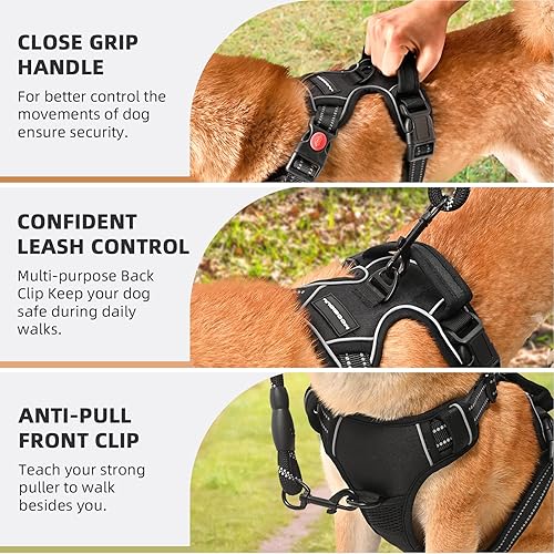 Miniatura 6 de Juqiboom Arnés sin tirones para perro, con correa resistente de 5 pies, chaleco acolchado suave ajustable para perro, chaleco Oxford reflectante sin