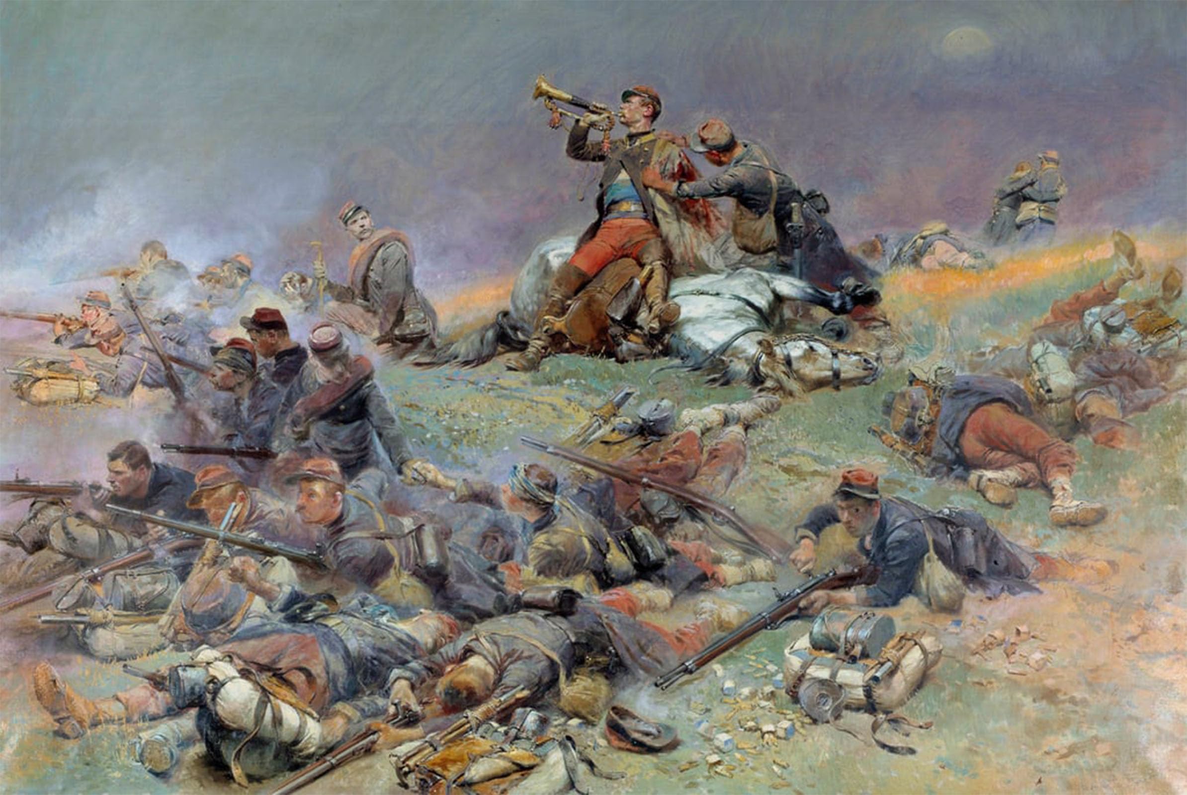 POSTERIIk Vintage Print Pop Art Landscape Artwork Death of Commander Berbegier At the Battle of Saint Privat by Jean Baptiste Edouard Detaille Art Prints for Office Home Decor 60x90cm