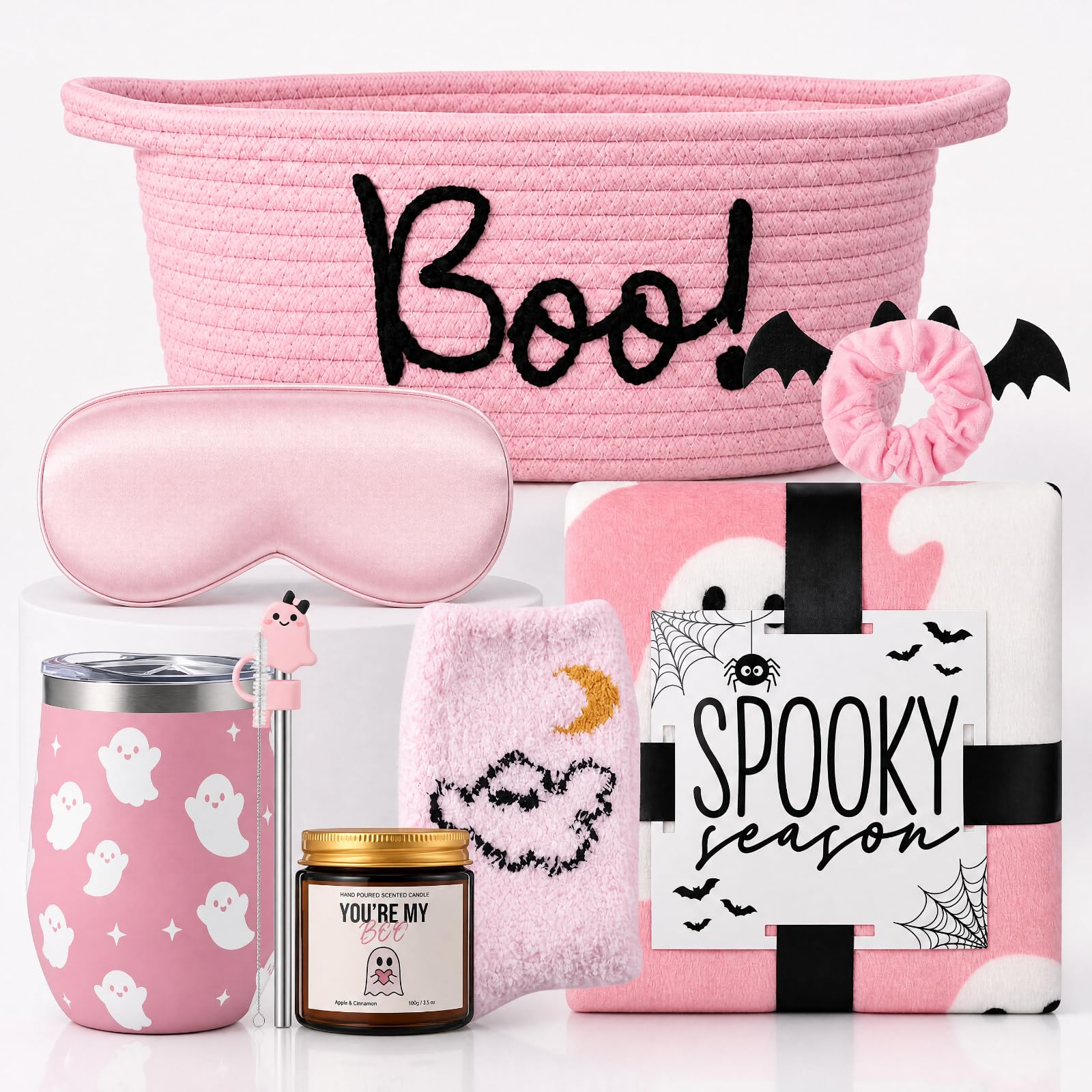 Patelai Halloween Boo Geschenkkorb-Set für Damen, rosa Geist