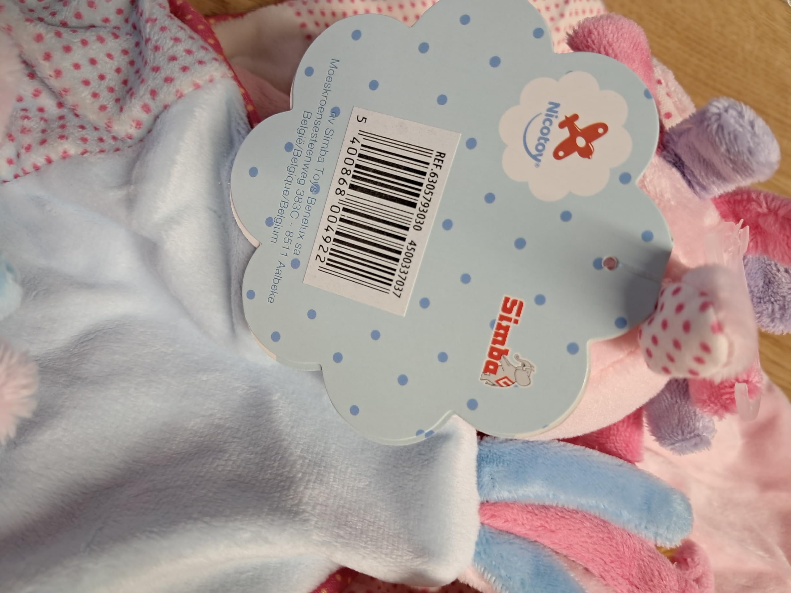 Doudou Licorne personnalisé avec Le prénom de bébé, en Velours Doux, Cadeau de Naissance baptême (Ciel Forme carré)