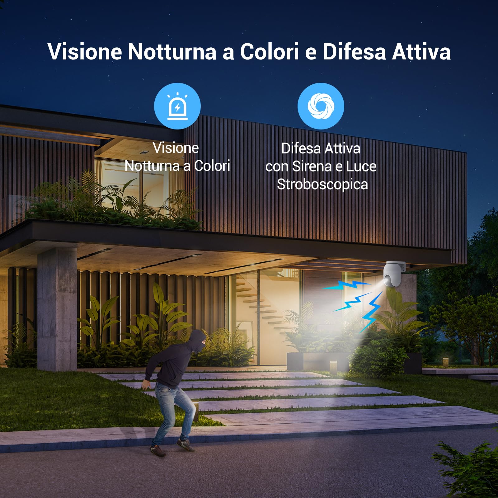 EZVIZ C8c 5MP Telecamera Wi-Fi Esterno 3K Motorizzata 360° Visione Notturna Colori Rilevamento Persone Veicoli Tracciamento Zoom Auto Alexa Google