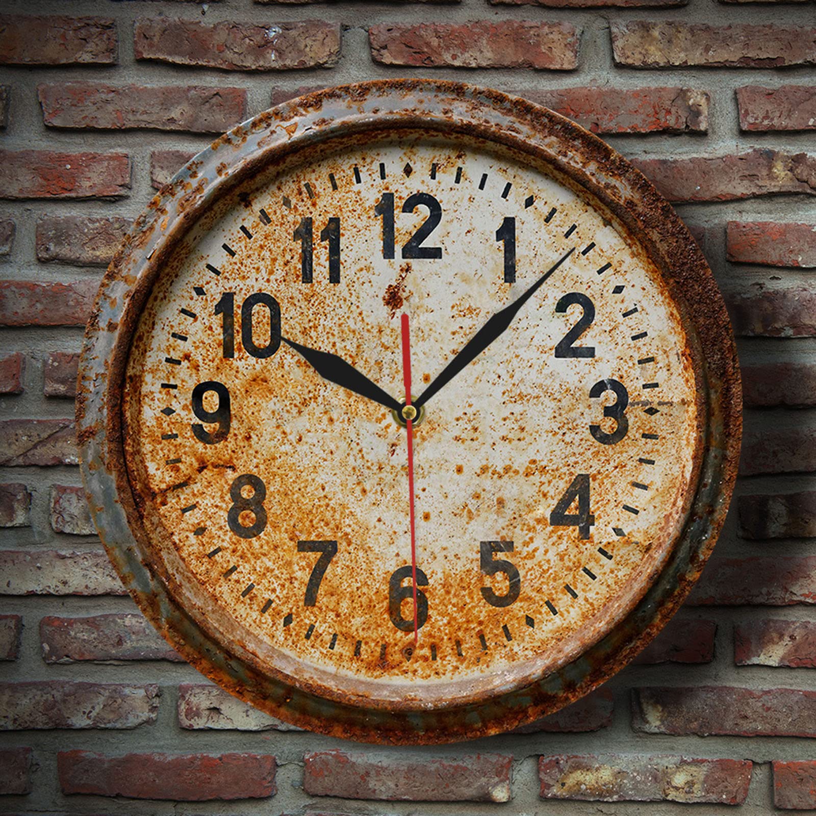 Zegar ogrodowy, zewnętrzny retro nostalgia zegar ścienny Wodoodporne ozdoby ogrodowe w ogrodzie do ogrodu/patio/farmę,Brass