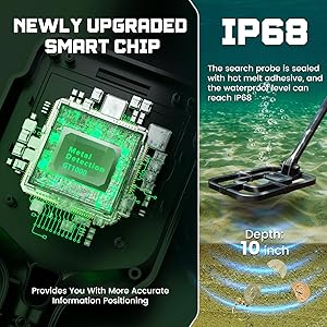 Metal Detector for Adults Waterproof - 2000mAh Chargeable Professional Cordless Gold Detector with LCD Display, Retractable Foldable Higher Accuracy Metal Detector with 10" IP68 Coil - OKESAM