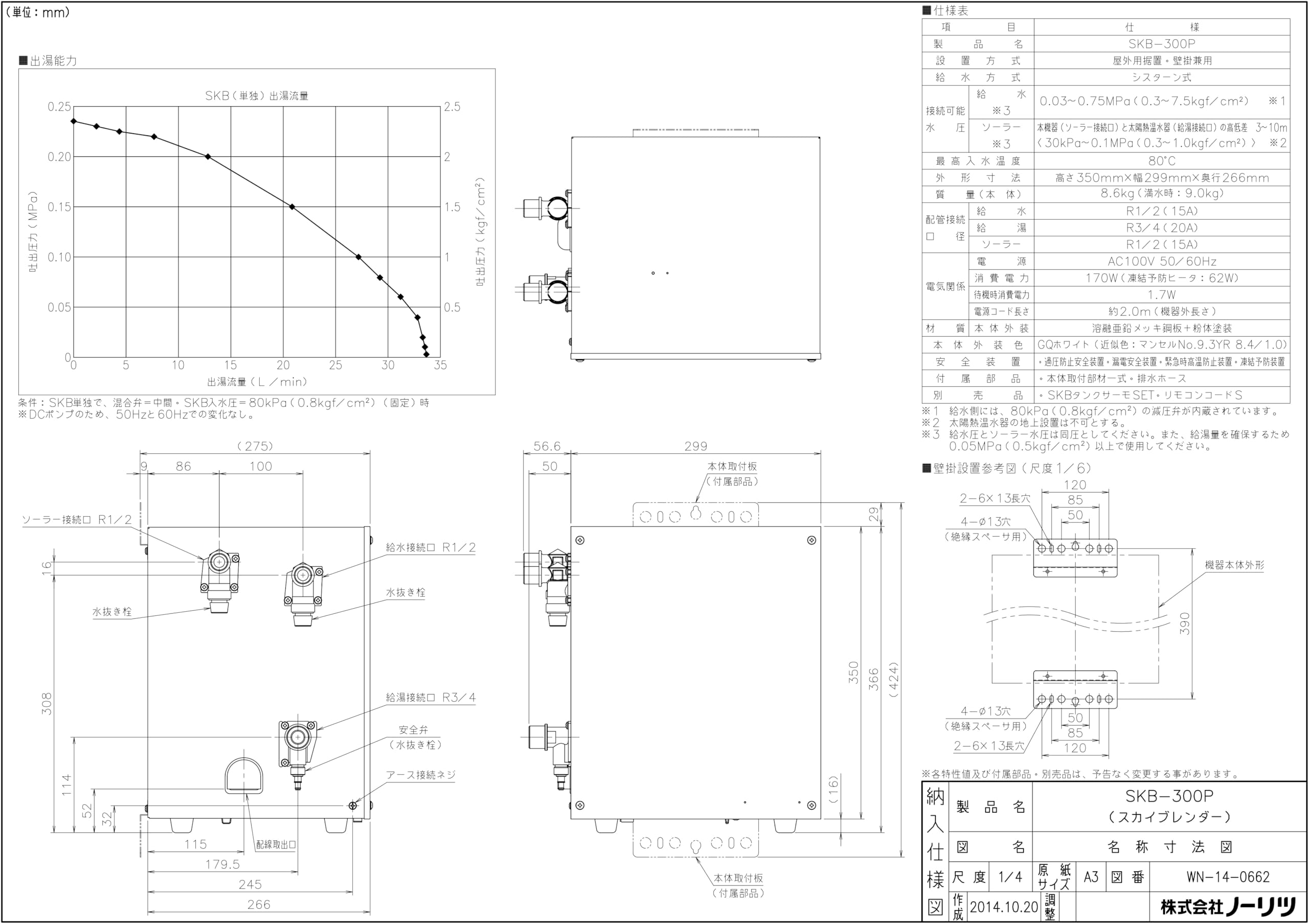 Amazon | ノーリツ スカイブレンダー SKB-300P (給湯加圧ポンプ内蔵 