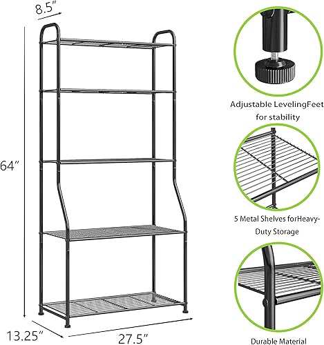 Miniatura 5 de Simple Trending Soporte para Plantas de 5 Niveles Estante para Plantas para Interiores y Exteriores, Soporte Alto de Metal Impermeable para Plantas