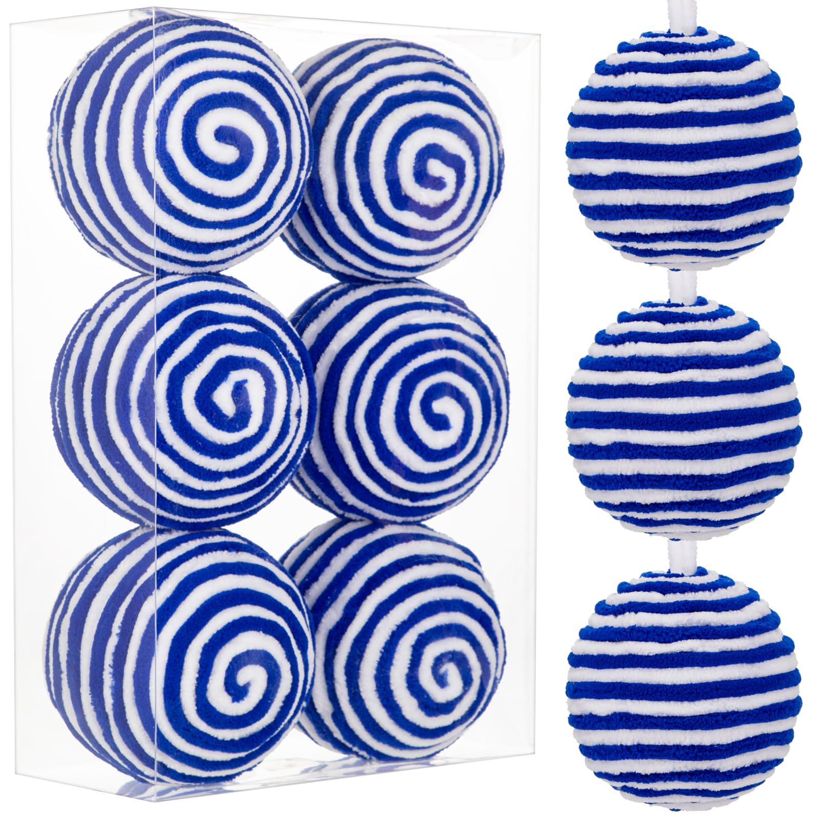 Oairse 10cm Blue and White Christmas Baubles Ornament