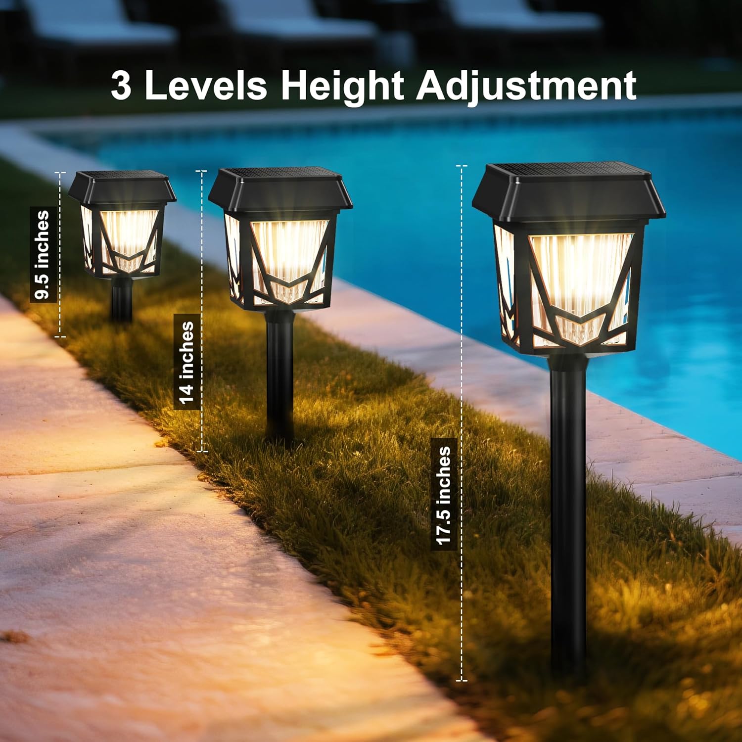 Raynic Solar Pathway Light, USB-C Rechargable, 36H Long Lasting, 6 Pack 2X Brighter Solar Lights Outdoor Waterproof IP66, Auto On/Off Pathway Lights for Walkway Path Yard Lawn Decor, Warm White