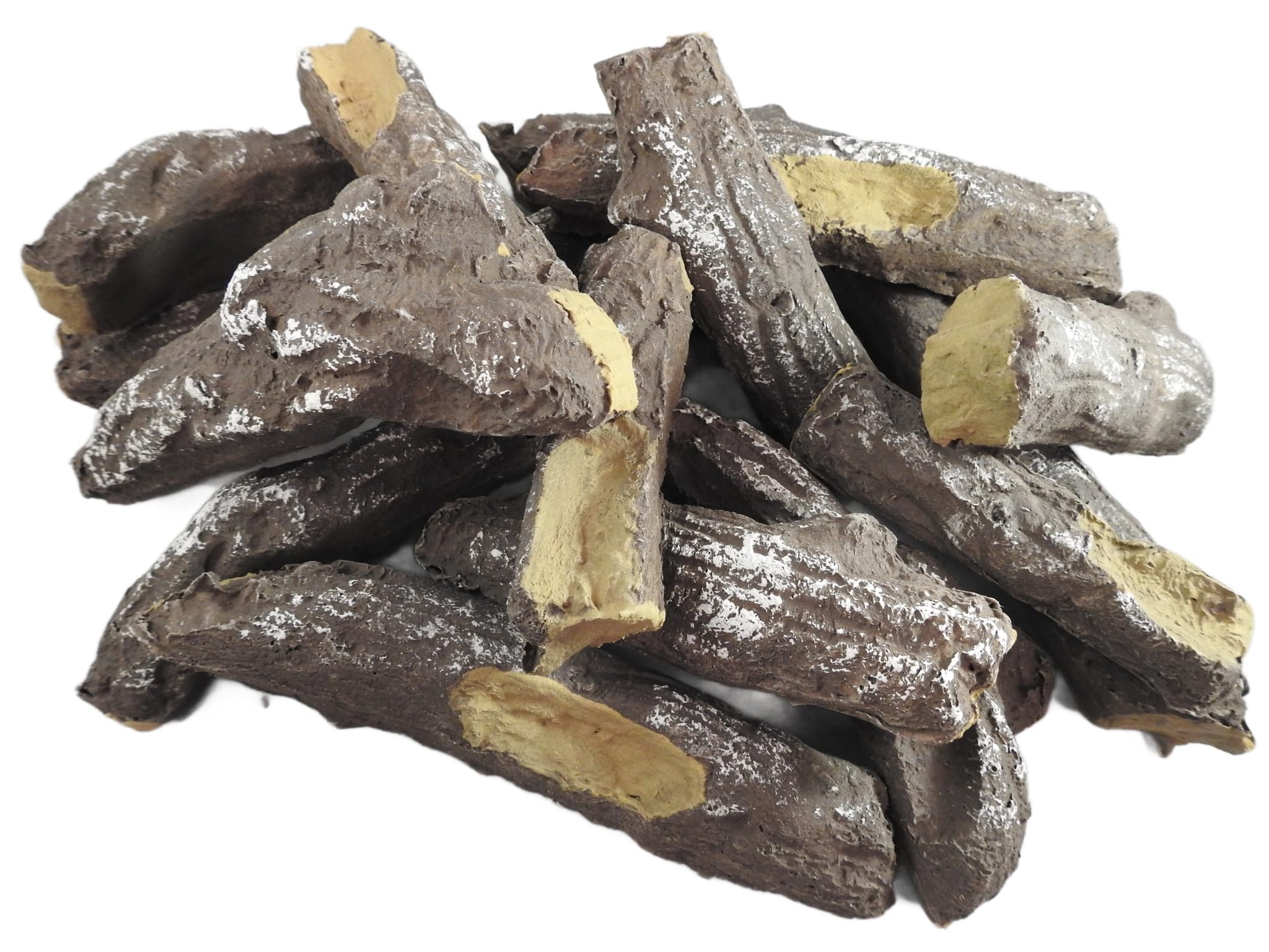 DELAMERE 16PC HAND PAINTED GAS FIRE LOG SET - ULTRA HD REALISTIC CERAMIC FIBRE - SUITABLE FOR LIVING FLAME & ELECTRIC FIRES