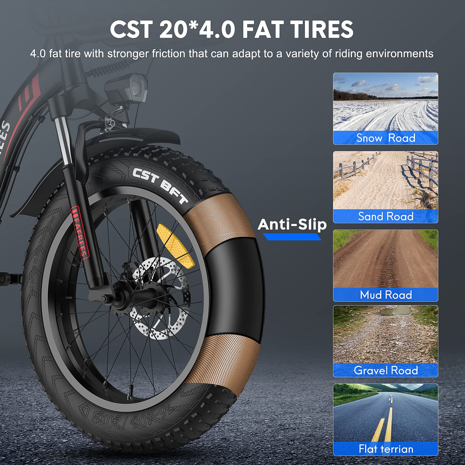 Fafrees Folding Electric Bike For Adults 36V/18Ah Removable Battery 20"×3.0 Fat Tire Electric Bike, 7-Speed Gear, 70-150km Range Fat Bike Ebike For Adults, With LCD Screen(Phone Holder, Black - View #8