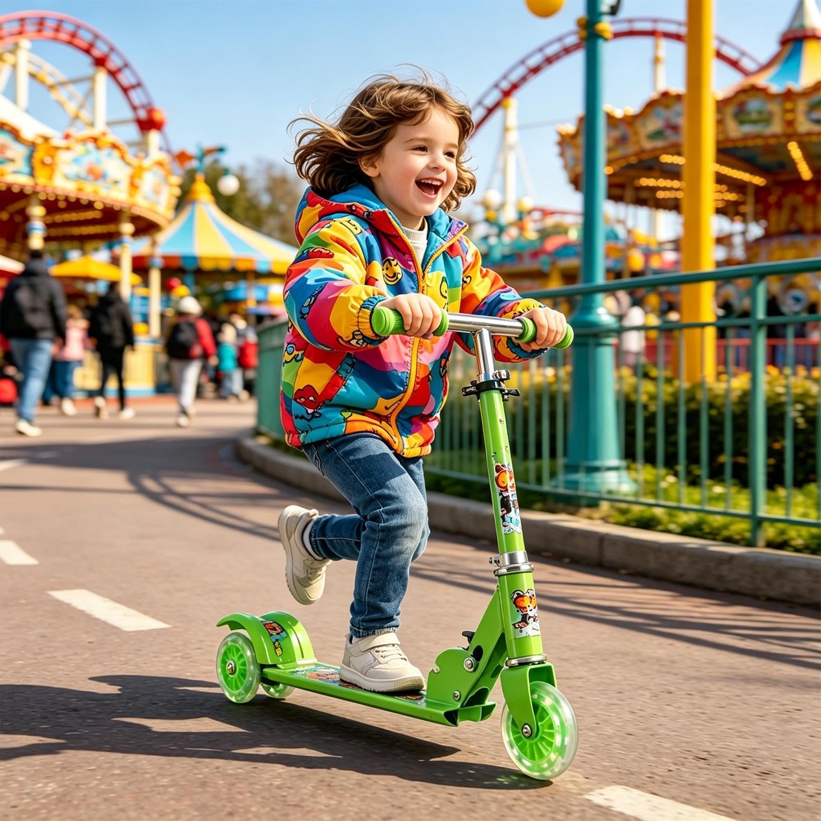 Monopattino per Bambini Giocattolo Pieghevole Con Ruote LED | Monopattino Sportivo Leggero Per Sport All'Aperto Passeggiate Parchi Viaggi Campeggio Vacanze Ragazzi Adolescenti Età 3-10