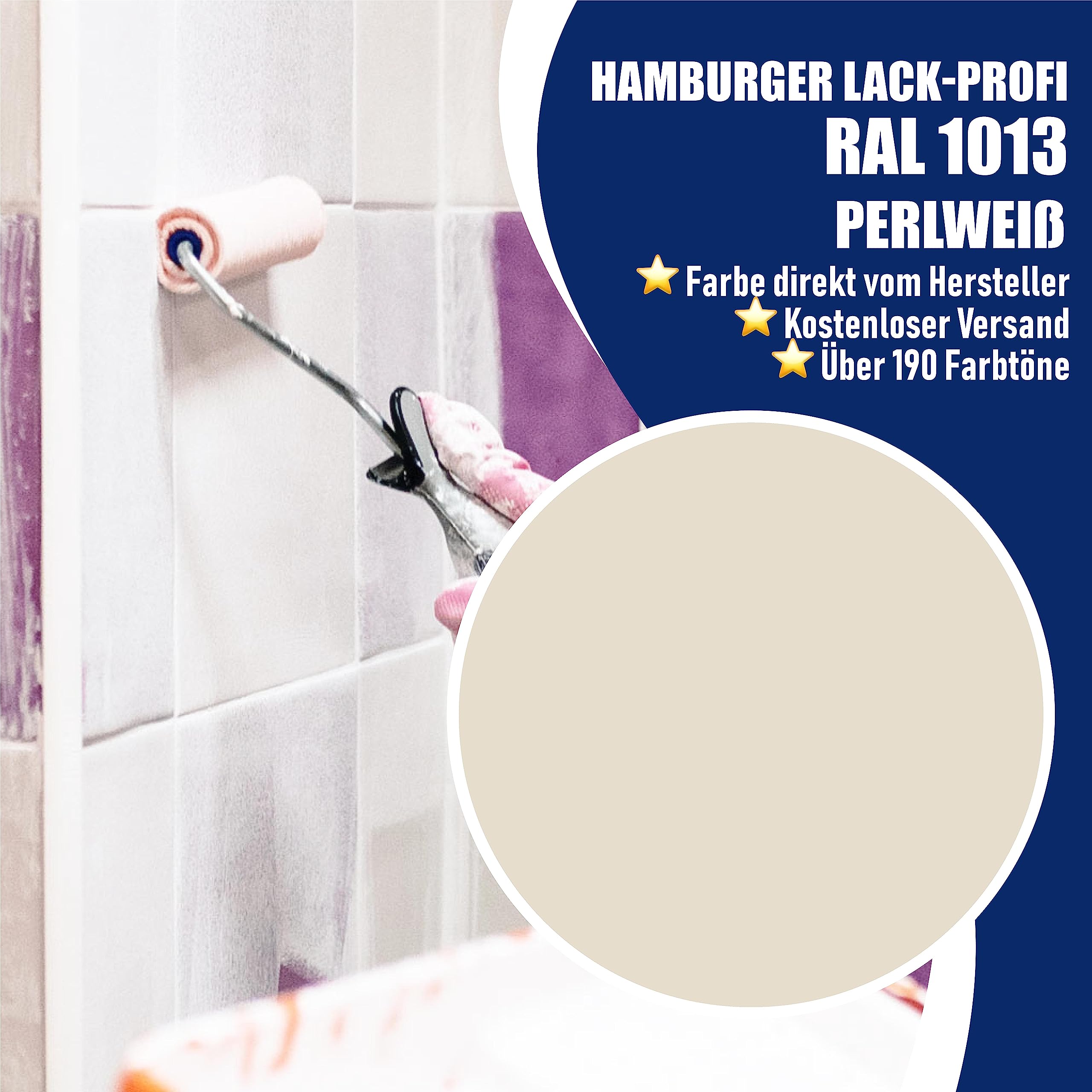 Hamburger Lack-Profi Fliesenlack MATT Perlweiß RAL 1013 Weiß Fliesenfarbe (1 L)