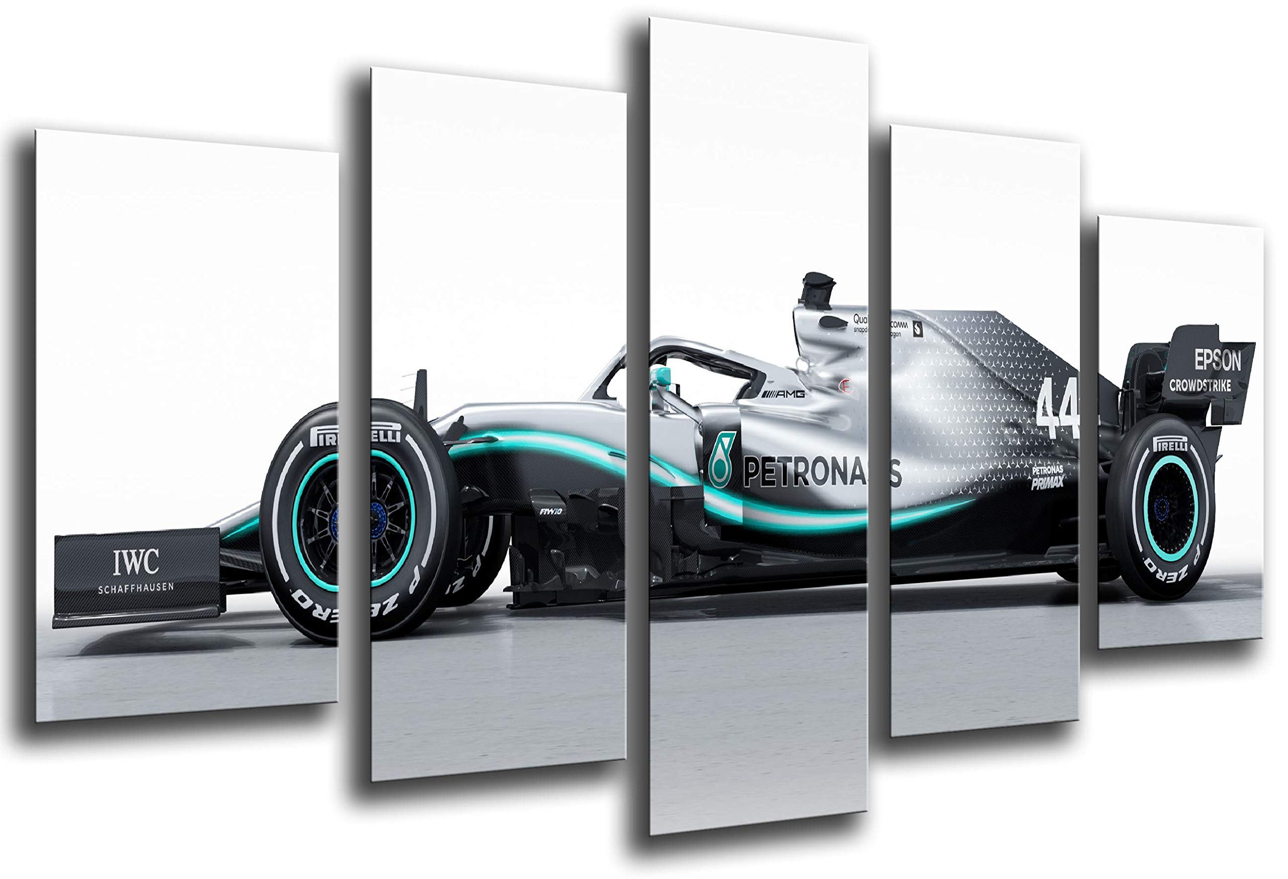 Cuadros Camara Modern Photographic Car Formula 1, Mercedes F1 W10, Mercedes F1 2019, Lewis Hamilton, Valtteri Bottas, 165 x 62 cm, Ref 27296