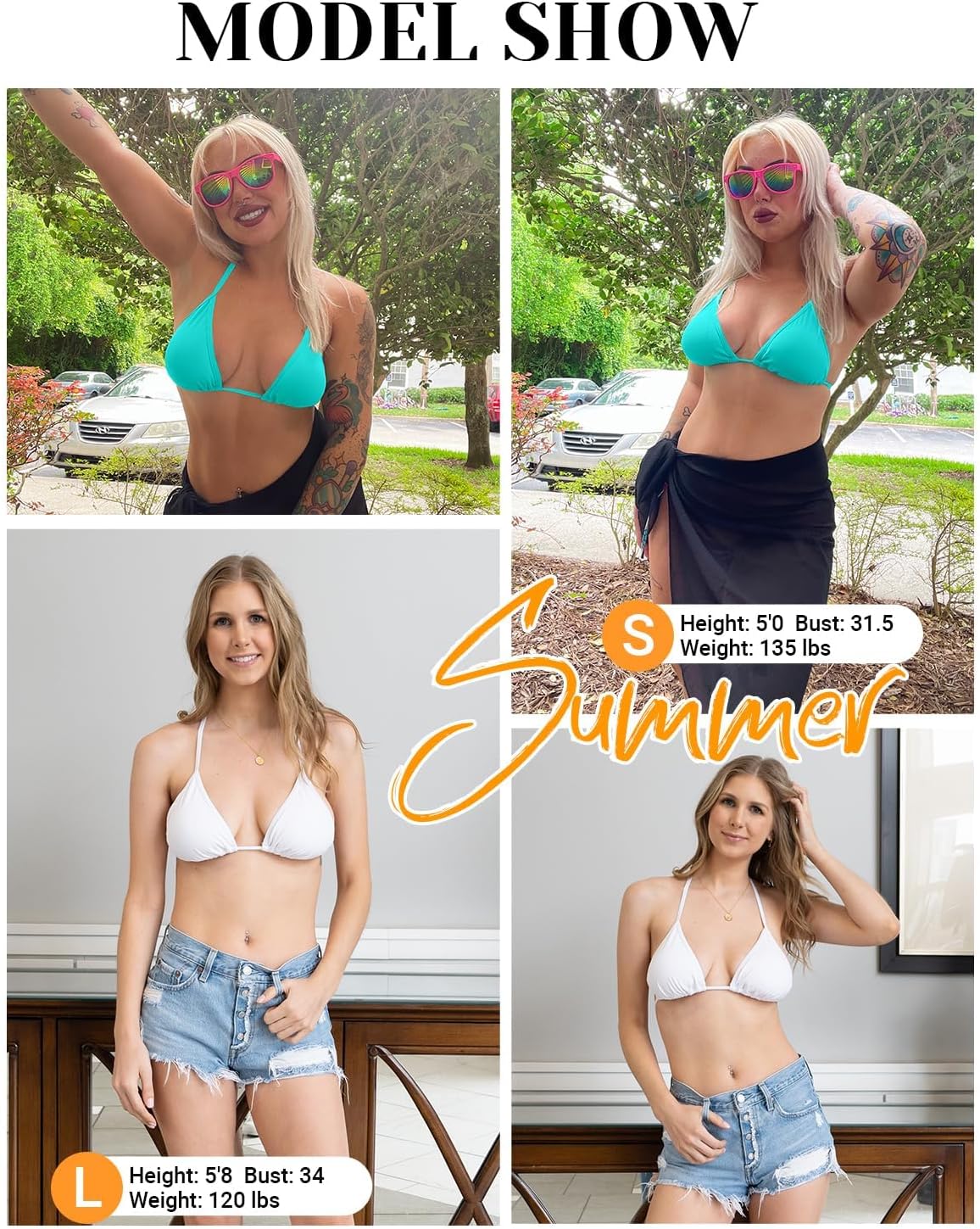 Tempt Me Women Triangle Bikini Top - Adjustable String Halter Swimsuit Sexy Push Up Bathing Suit Top Only