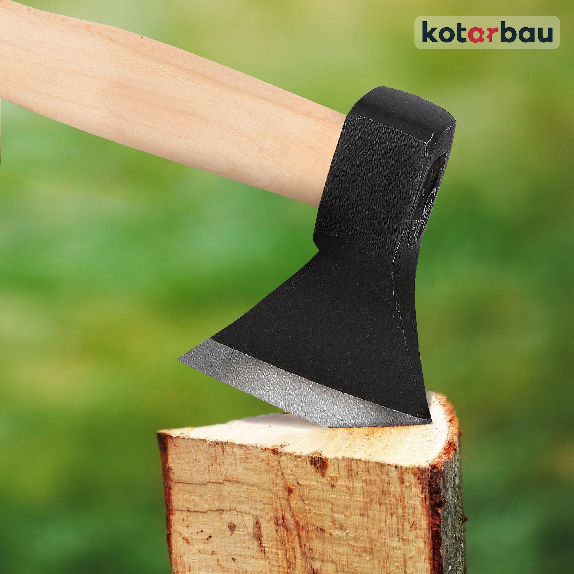 KOTARBAU® Hacha forjada 2,5 kg Longitud total 794 mm con mango de madera Hacha para hendidura de madera Hacha de cañón Martillo de madera