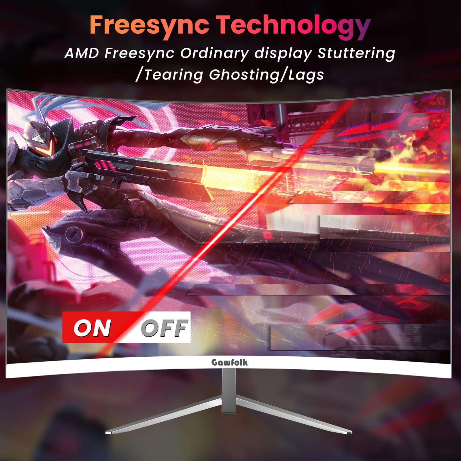 Gawfolk Monitor Gaming Curvo 27" 180Hz | Schermo FHD 1800R | AMD FreeSync | Protezione Occhi | HDMI/DP