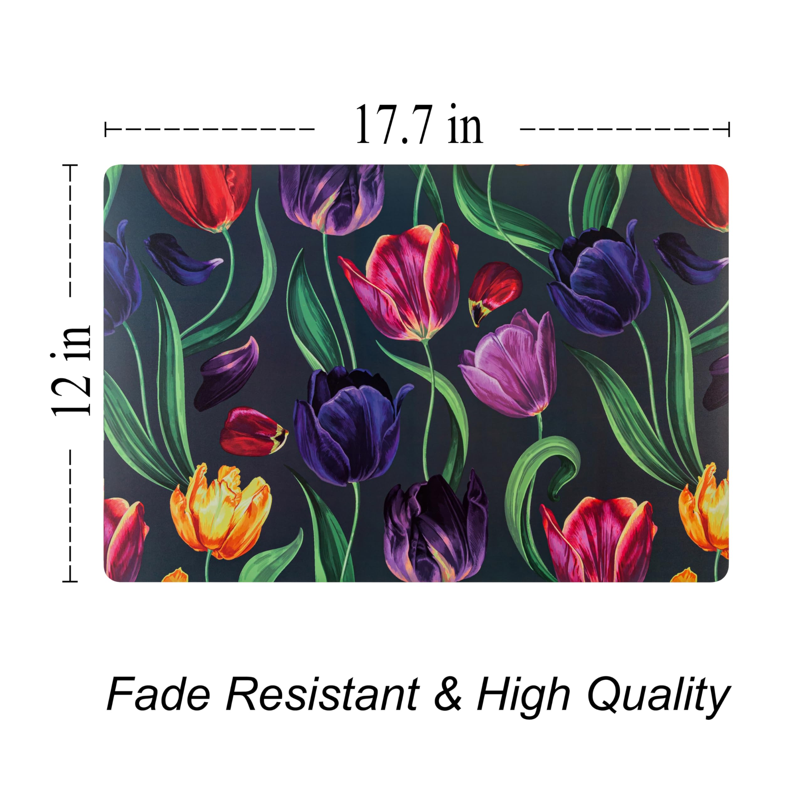 Platzdeckchen-Set, strapazierfähig, gewebtes Vinyl, für drinnen und draußen, hitzebeständig, waschbar, abwischbar, Küchen- und Terrassenwäsche, quadratische Tischsets, Tullip