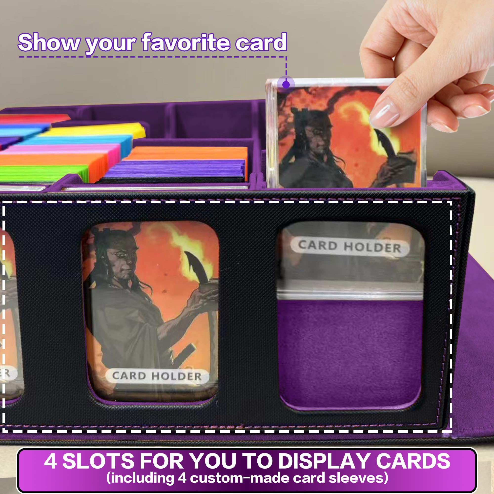 ZERONE Boîte de jeu à cartes en cuir PU, grande capacité, fermeture