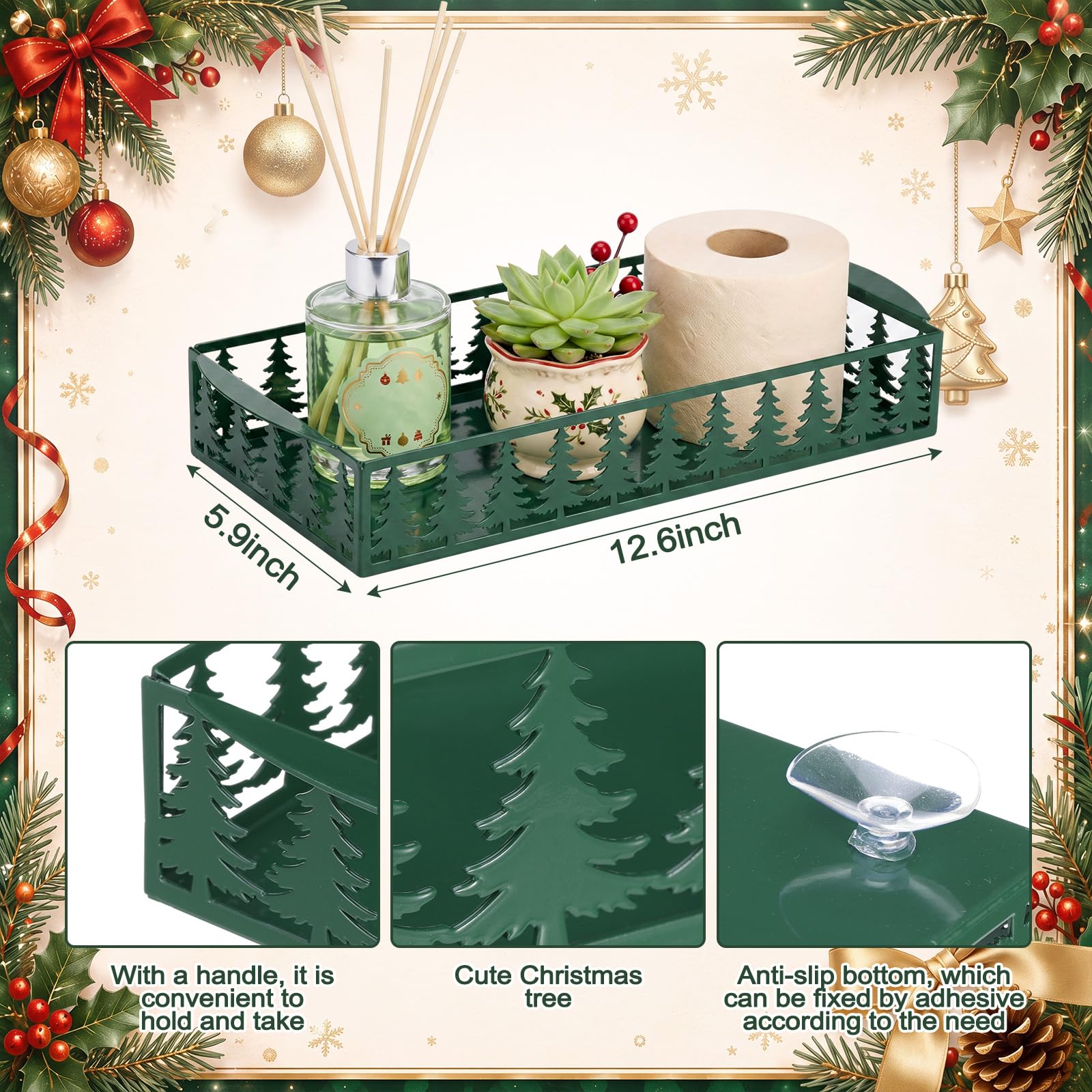 Christmas Tree Toilet Paper Basket Toilet Tank Paper Holder — Amazon image 2