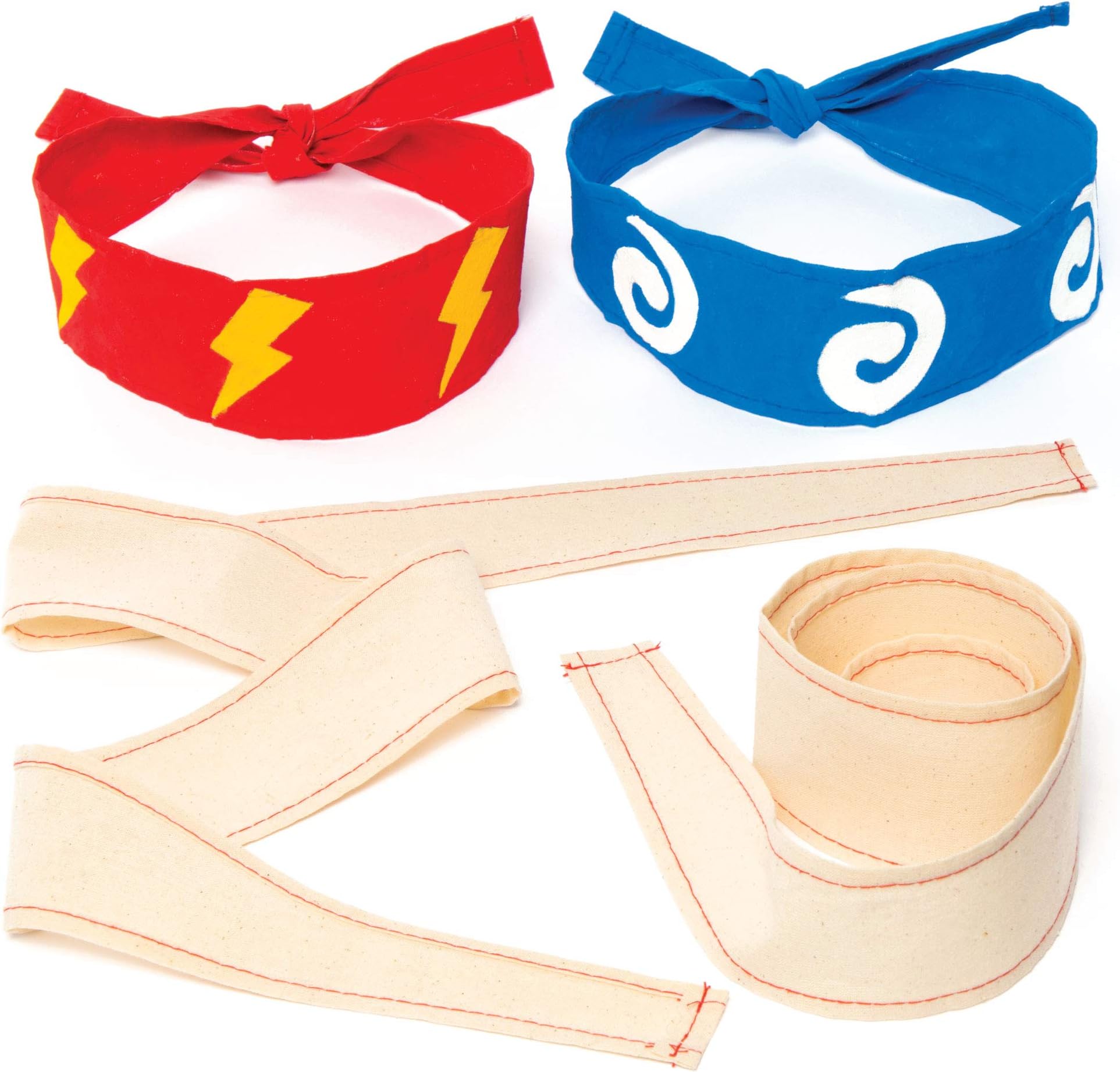 AC898 Fabric Headbands-Pack of 5, Ninja Accessories for Kids to Personalise and Paint Your Own in Childrens Arts and Crafts Activities, White,90 x 6 cm