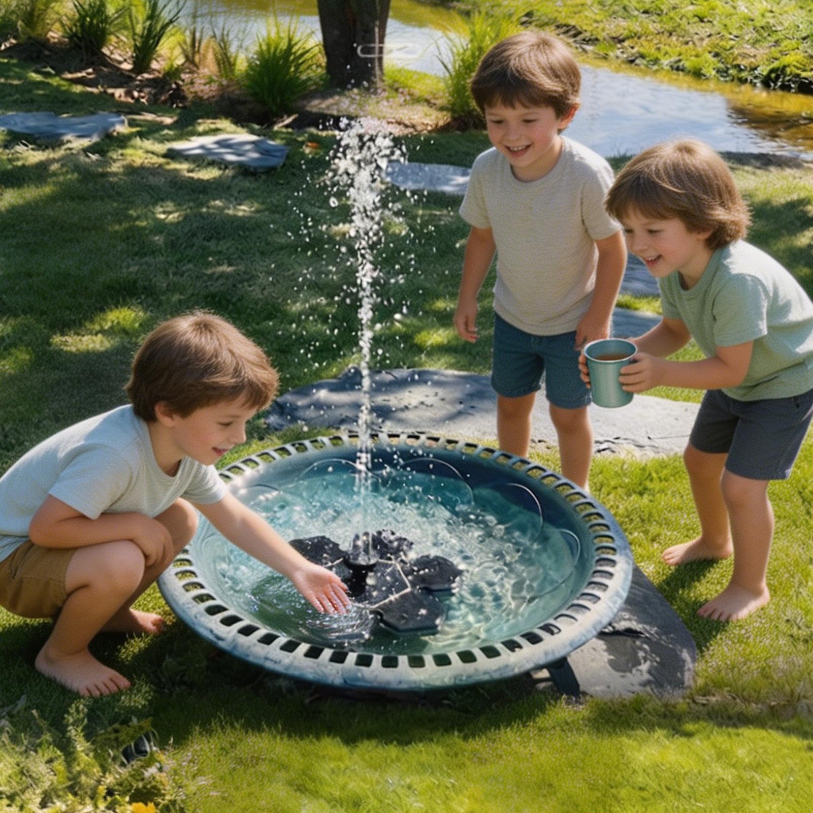 Fontana A Energia Solare Pompa Decorativa per Laghetto | Pompa Per Fontana Solare per il Patio Spazio Esterno il Cortile la il Prato la Terrazza il Giardino il Laghetto e la