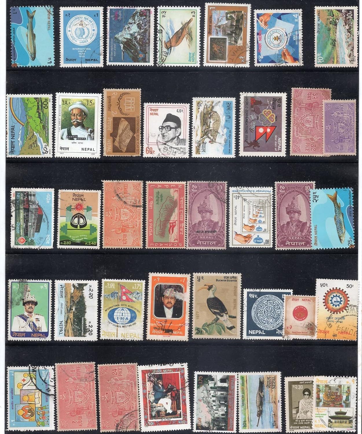 PHILAIMPEX Stamps Collection,Nepal 100 Different Stamps All FINE Used | Multicolored-image-47