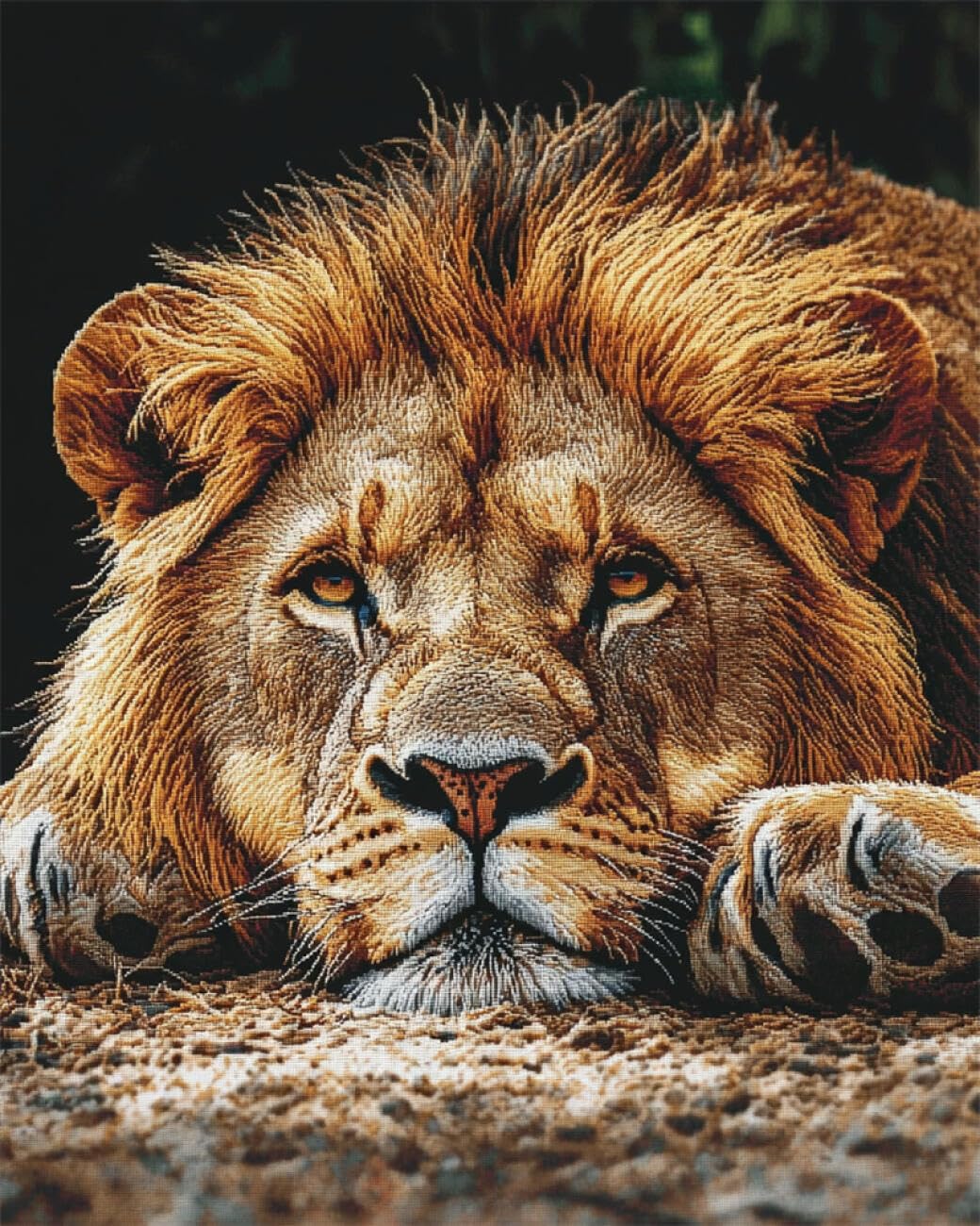 RKFLGEW DIY Bead Embroidery Kit Lion Oil Painting 30x40cm