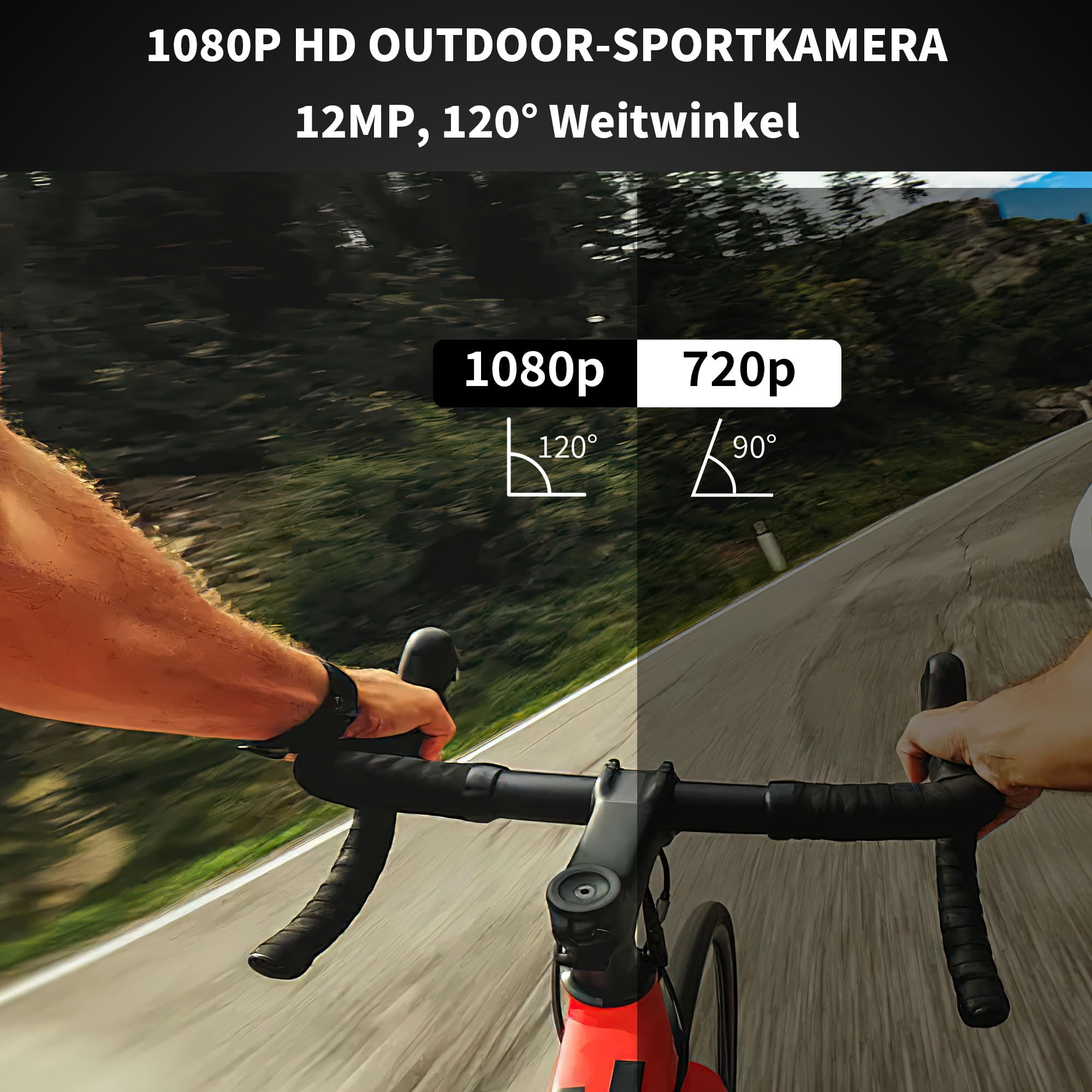 Action Cam Moto WiFi, HD 1080P Telecamera Moto | Videocamera per Casco, Livellamento Automatico Dell'orizzonte Telecamera con Accessori, Videocamera Sportiva per Bicicletta