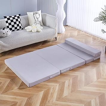Tri Fold Mattress Guest Mattress Foldable in Three, Non Slip Folding Mattress with Washable Cover, Sofa Bed Mattress Guest Mat Folding Couch for Car Tent Travel