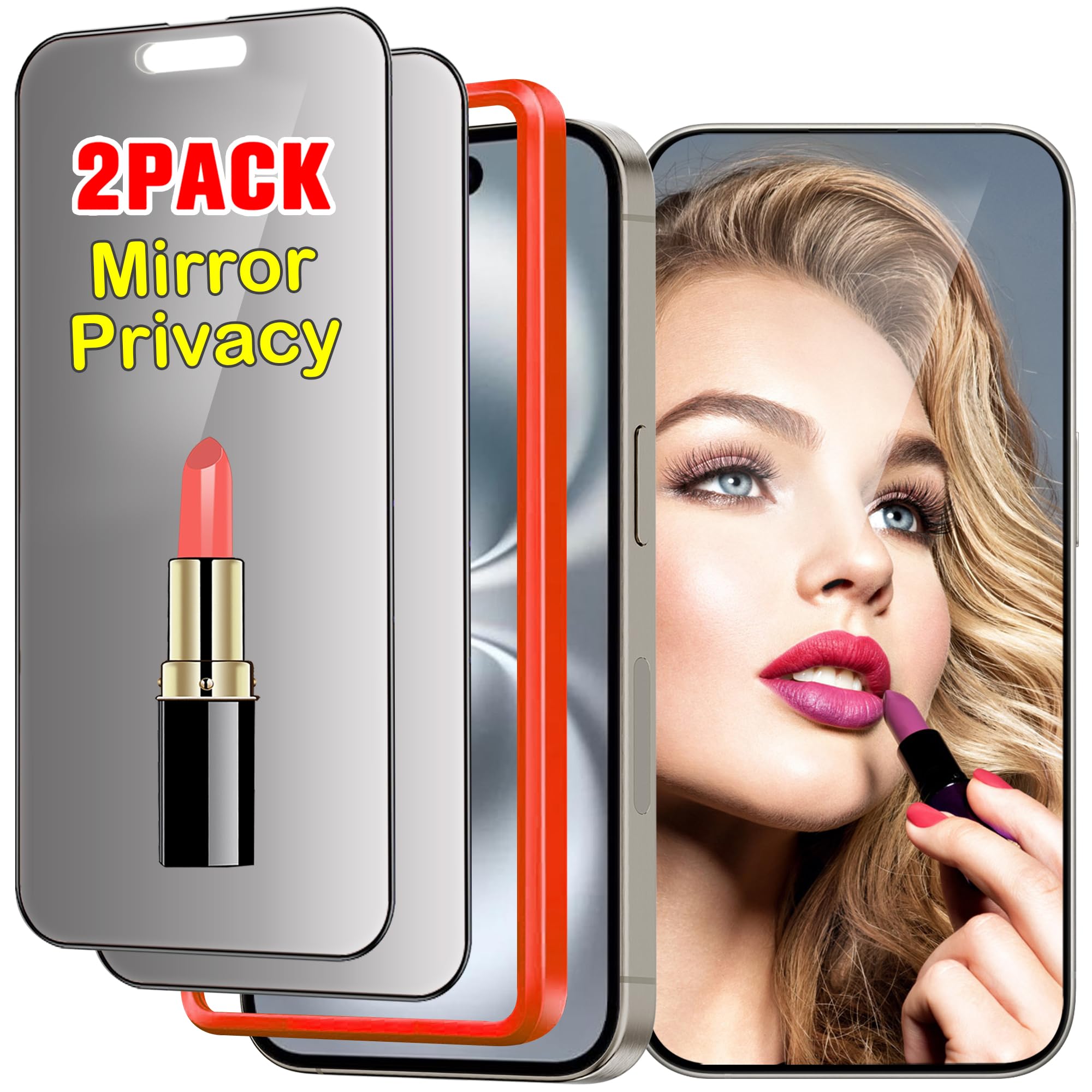 Privacy Screen Protector For IPhone 15 Pro Max/15 Plus - Mirrored Tempered Glass