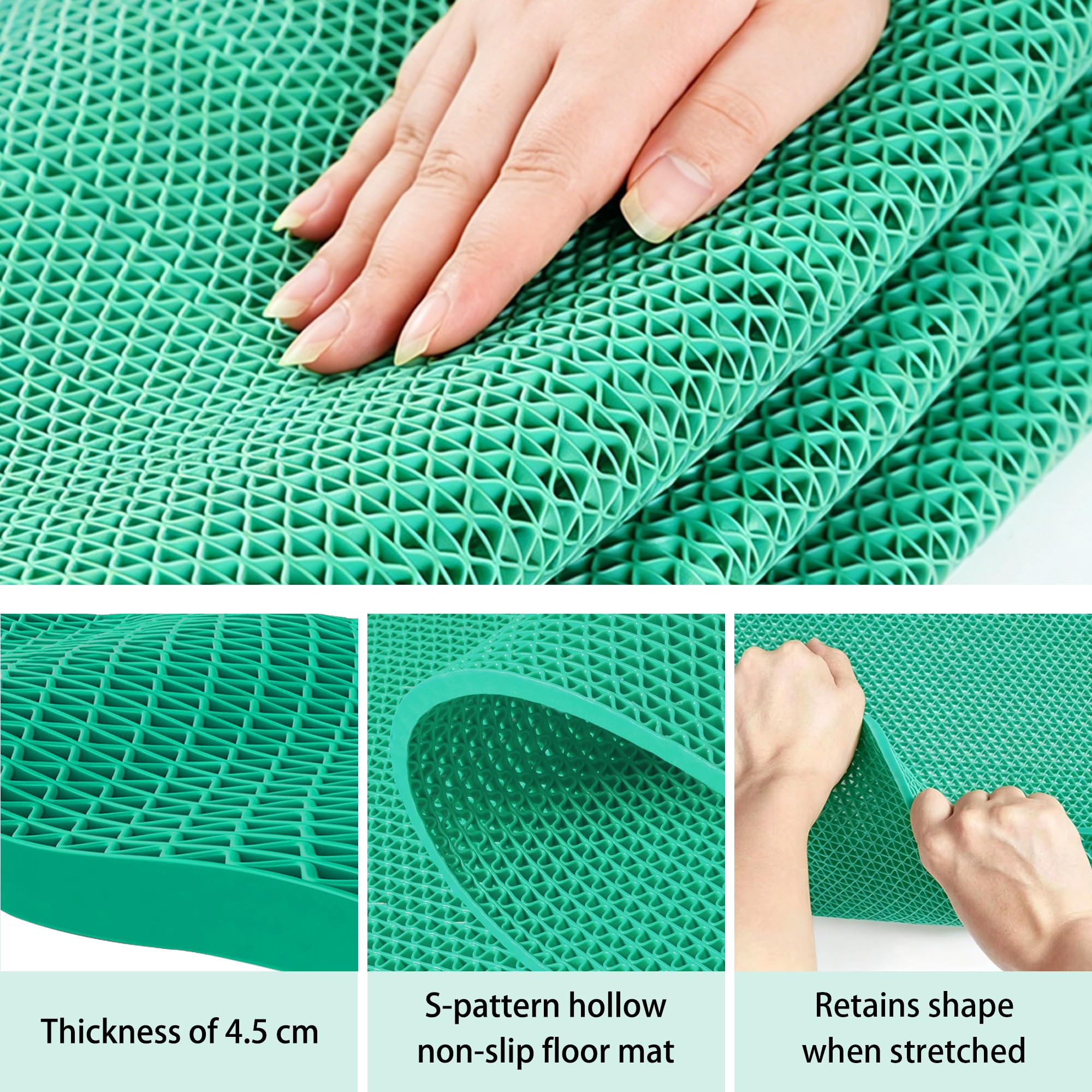 Tappetino Antiscivolo in PVC 110 x 110 cm con Drenaggio Tappetino Antiscivolo Cavo in PVC Facile da Pulire per Ambienti Umidi, Piscina, Lavanderia, Verde
