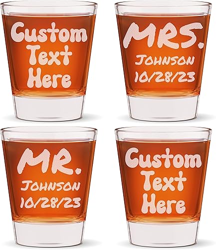 Vaso de chupito personalizado, anteojos de texto personalizados, vidrio de 2 onzas de primera calidad para regalos, vacaciones, bodas (4)