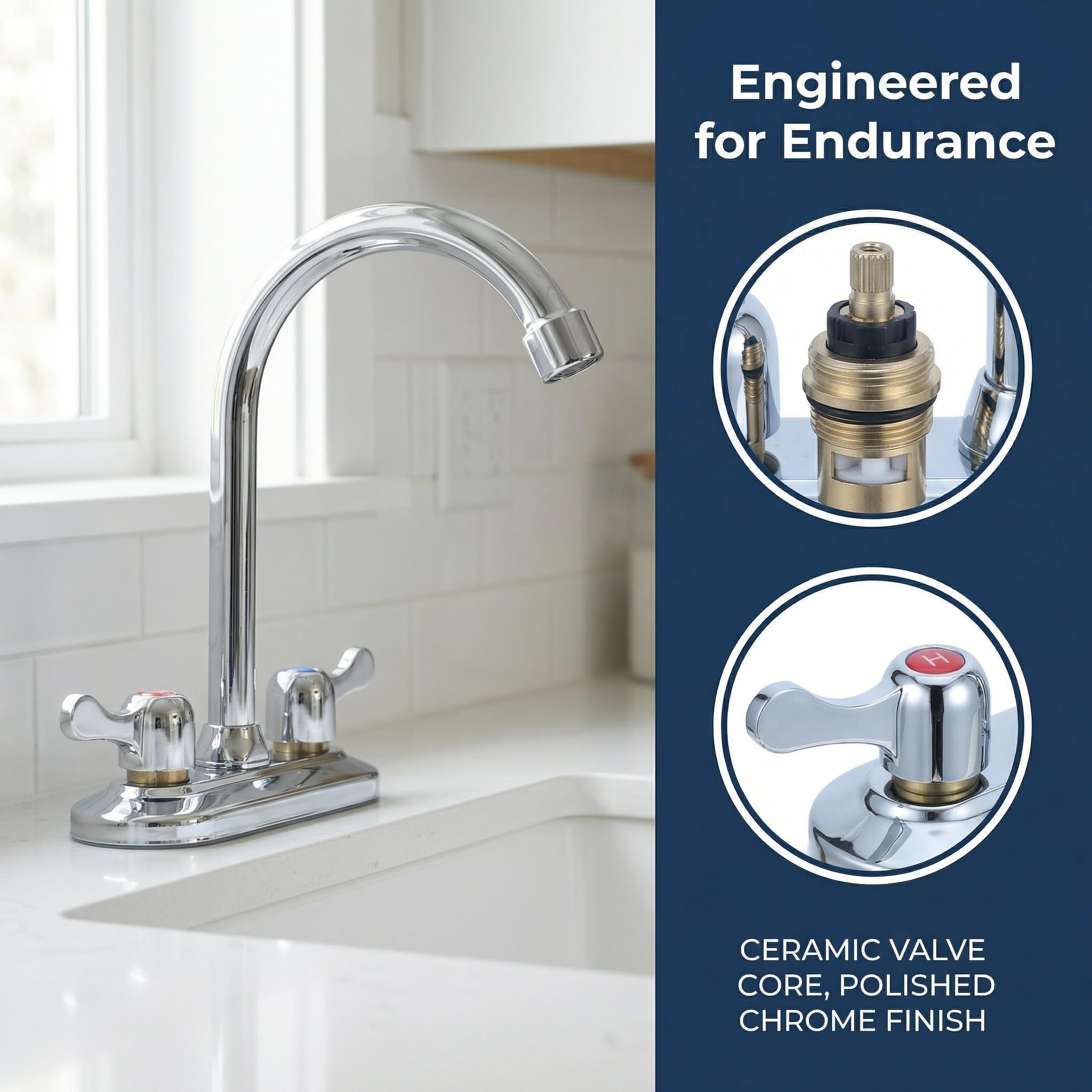 Grifo para Lavabo de Doble Manija Agua Fría y Caliente