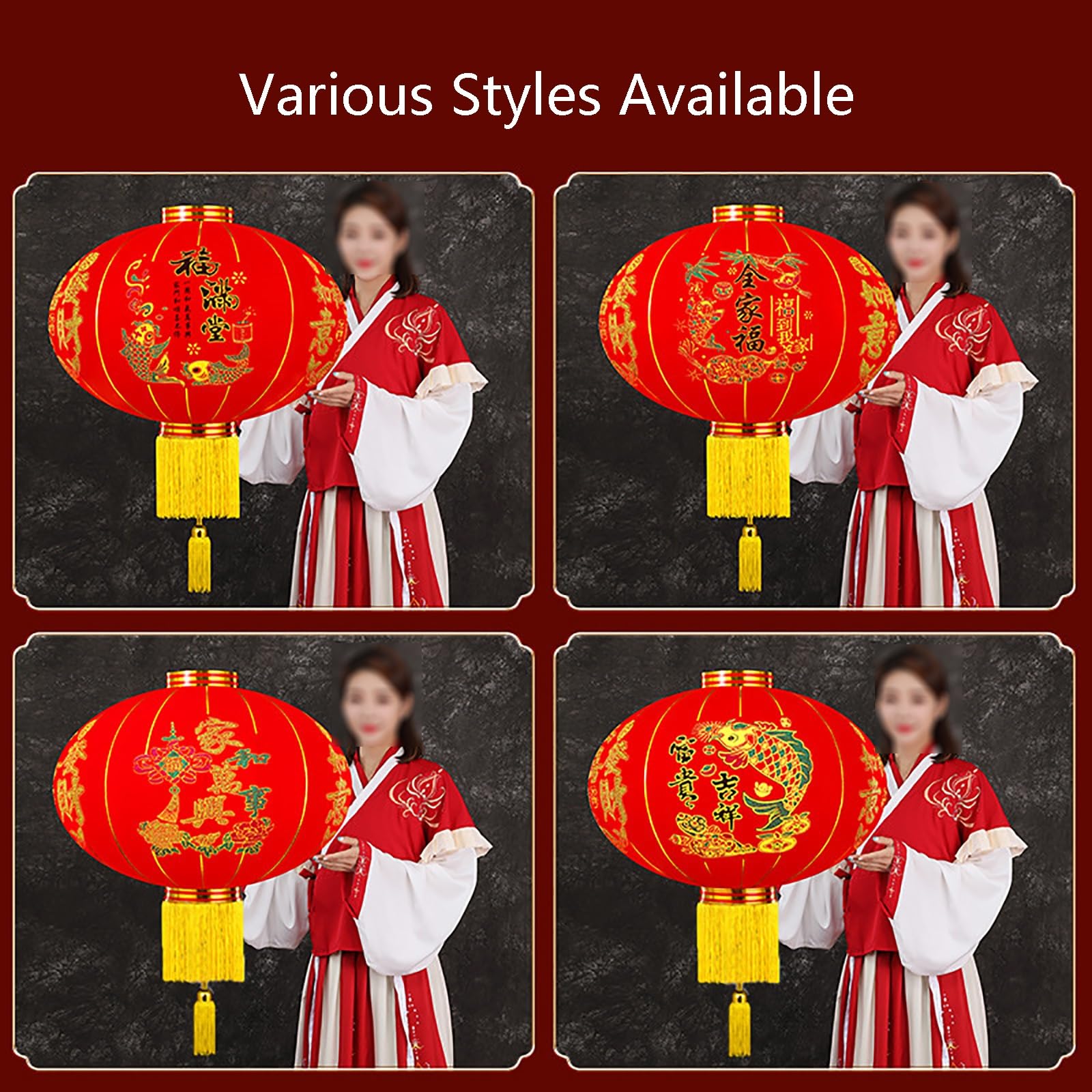 faroles, Faroles Rojos de la Suerte con borlas Doradas(Good Fortune,80#2pcs)