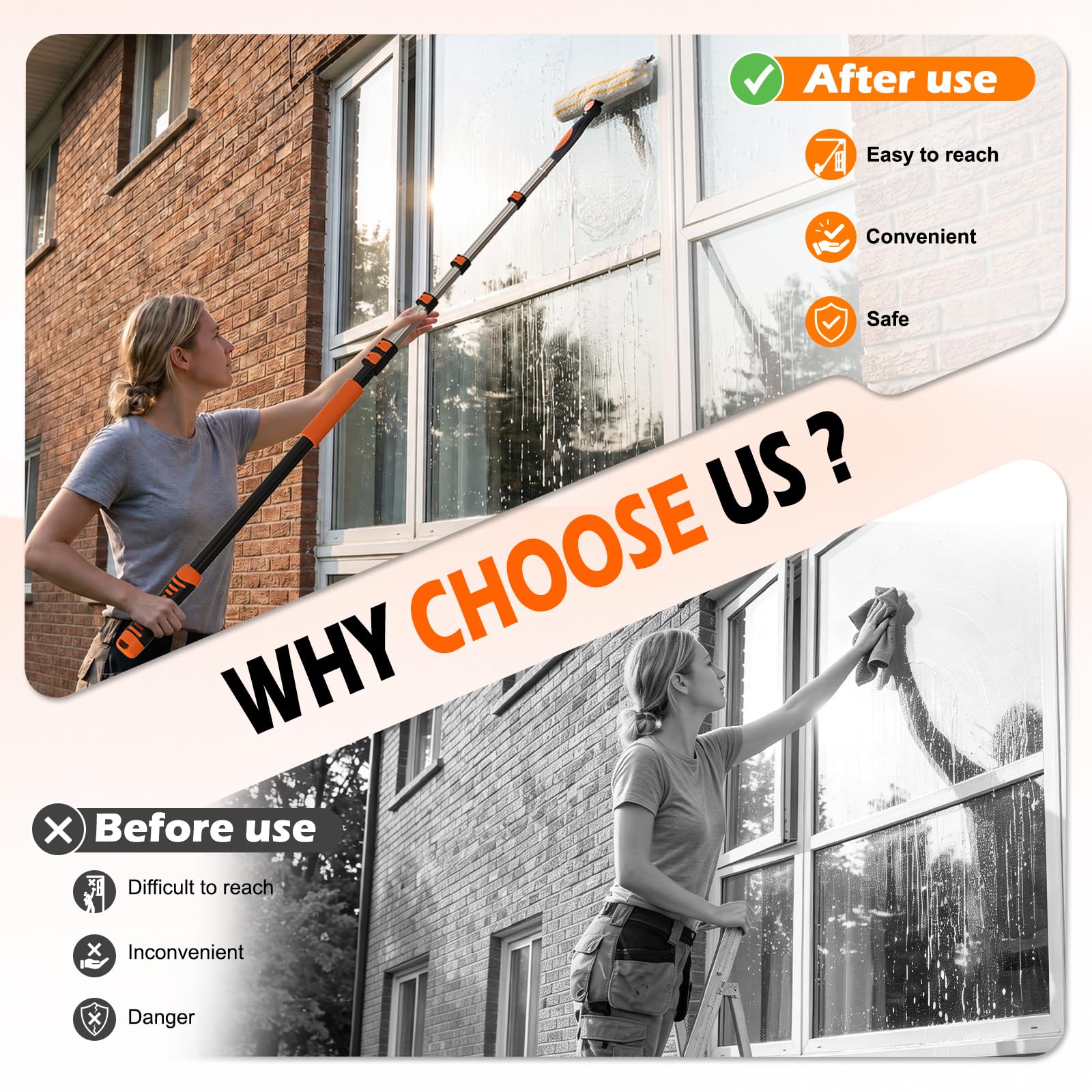 24FT Window Squeegee - Extendable Cleaning Tool -5