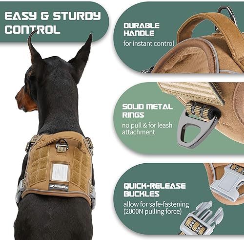 Miniatura 5 de BUMBIN Arnés Táctico para Perros Grandes Sin Tirones, Famoso Arnés para Perros Sin Tirones de TIK Tok, Arnés Reflectante Fit Inteligente para