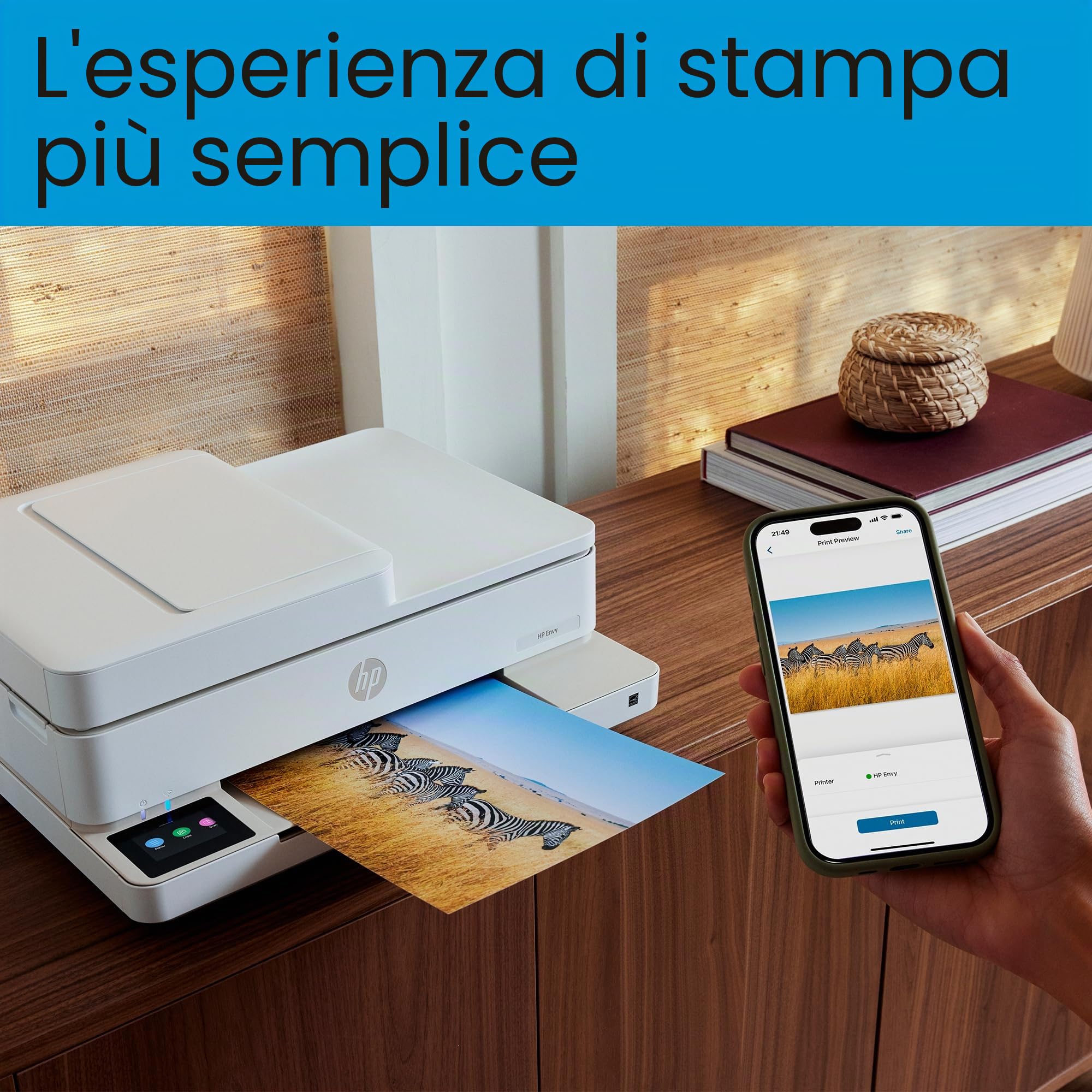HP Envy 6530e Stampante All in One | Perfetta per la casa | Colore | Wireless | Stampa, scansione e copia | 6 mesi di inchiostro istantaneo gratuito solo a tempo limitato | Alimentatore automatico di