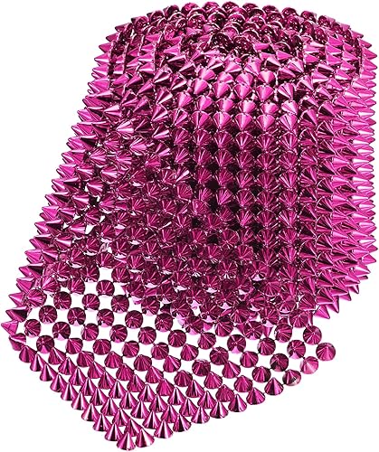 Miniatura 3 de uxcell 1 yarda de puntada en cono de punta, 12 filas de plástico con parte trasera plana, remache punk, cinta para manualidades, bolsos, decoración