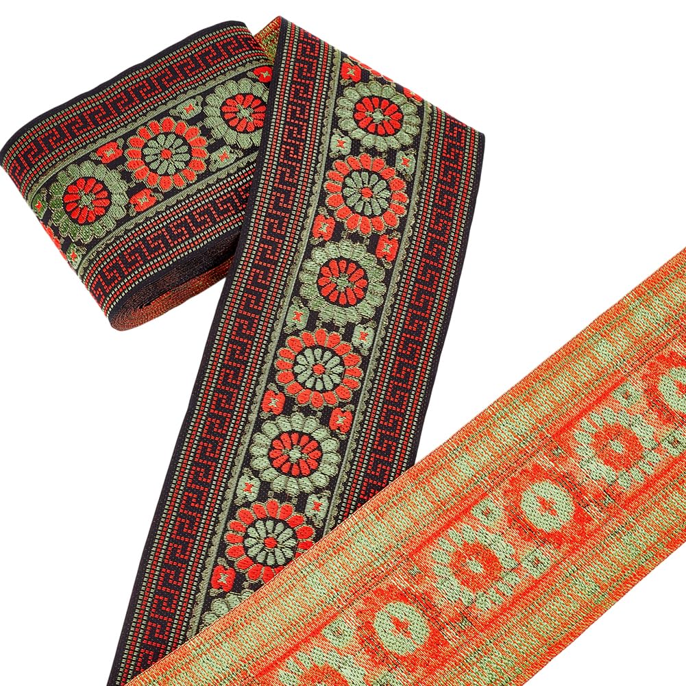 PH PandaHall Nastro Jacquard Vintage 25mm X 10m – Tessuto Con Bordo Geometrico E Frange, Per Abbigliamento E Decorazioni Fai Da Te - 4
