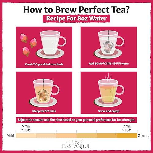 Miniatura 3 de Eastanbul Brotes de rosa secos, pétalos de rosa comestibles de 1.4 onzas para postres, para té de pétalos de rosa, té de brotes de rosas, té sin