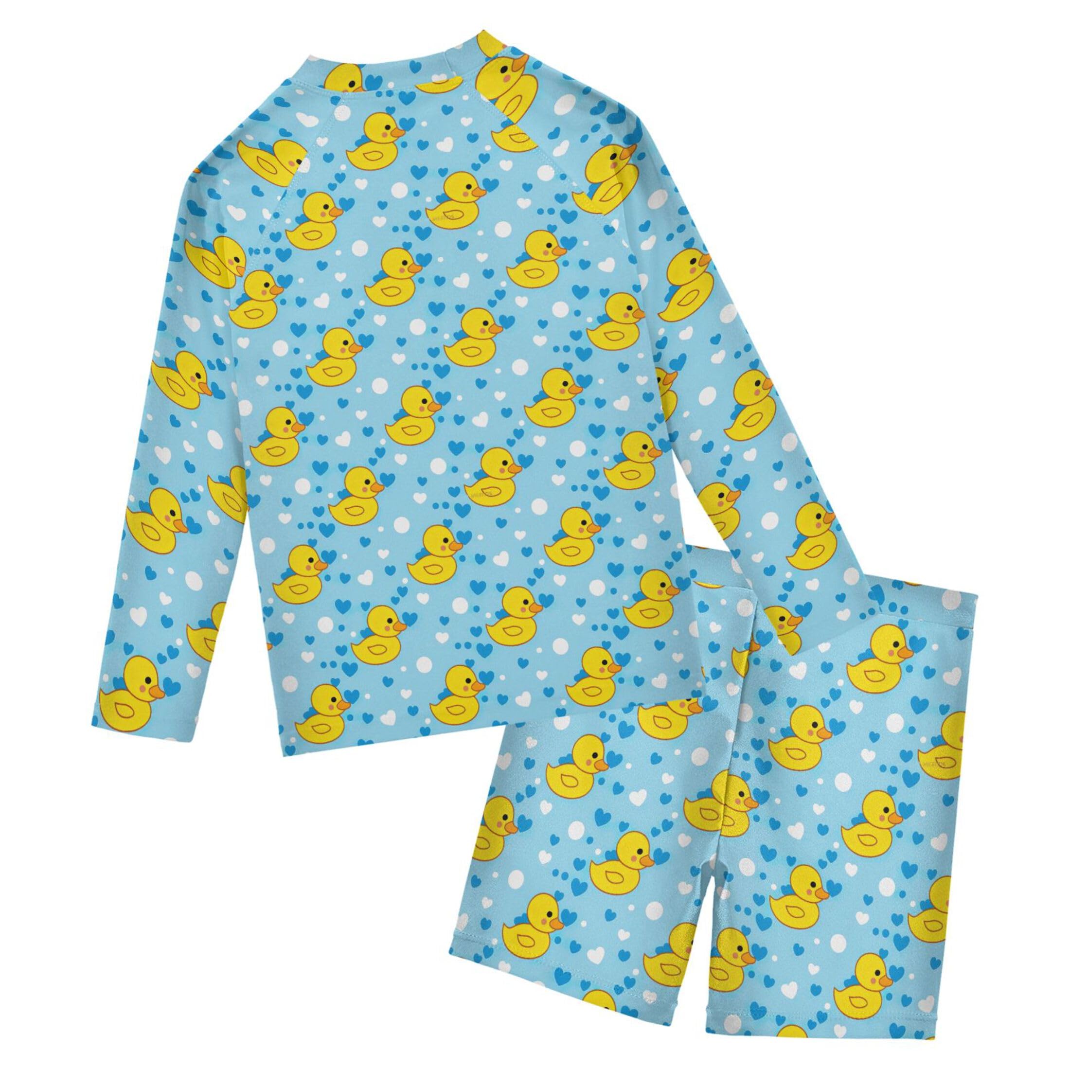 Little Yellow Duck Boys Rash Guard Swimsuits Set for Boys Long Sleeve Swim Shirts Bathing Suits B0403376