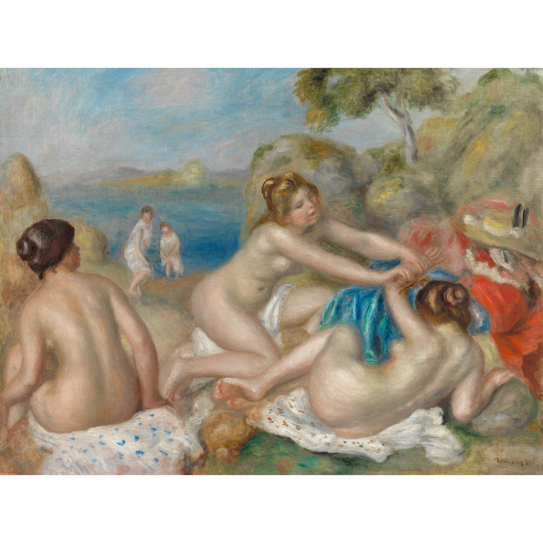 Artery8 Renoir Bathers Playing With Crab Large Wall Art Poster Print Thick Paper 18X24 Inch