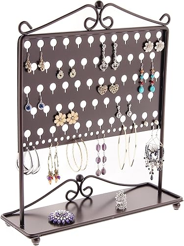 Angelynn's Soporte para aretes colgantes, soporte para árbol, organizador de joyas, organizador de aretes, estante de almacenamiento, bronce frotado