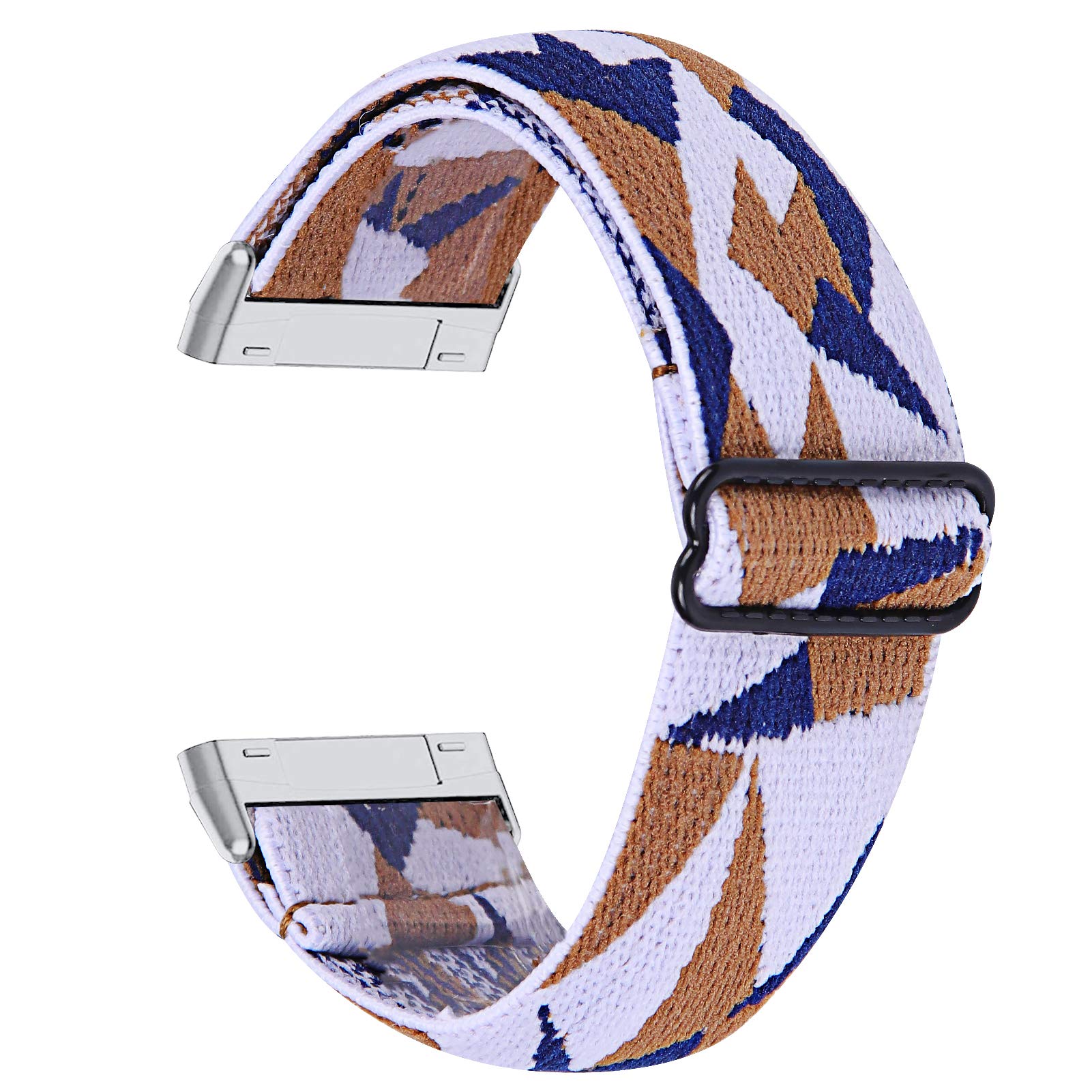 TRISTRAPS Nylon Watch Strap Compatible with Fitbit Versa 3/Sense Strap,Soft Elastic Breathable Replacement Sport Wristbands for Men/Women,18 Colours for Chosen (Blue+white+brown) - Image 2