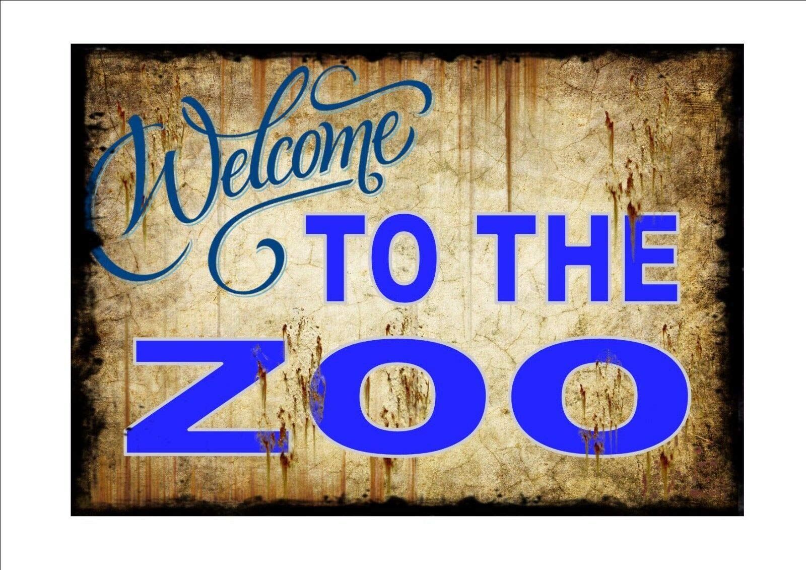 Kueprae A347 Vintage Zoo Sign Retro Style Metal Sign Kitchen Vintage Zoo Wall Plaque Animal,8X12 Inch