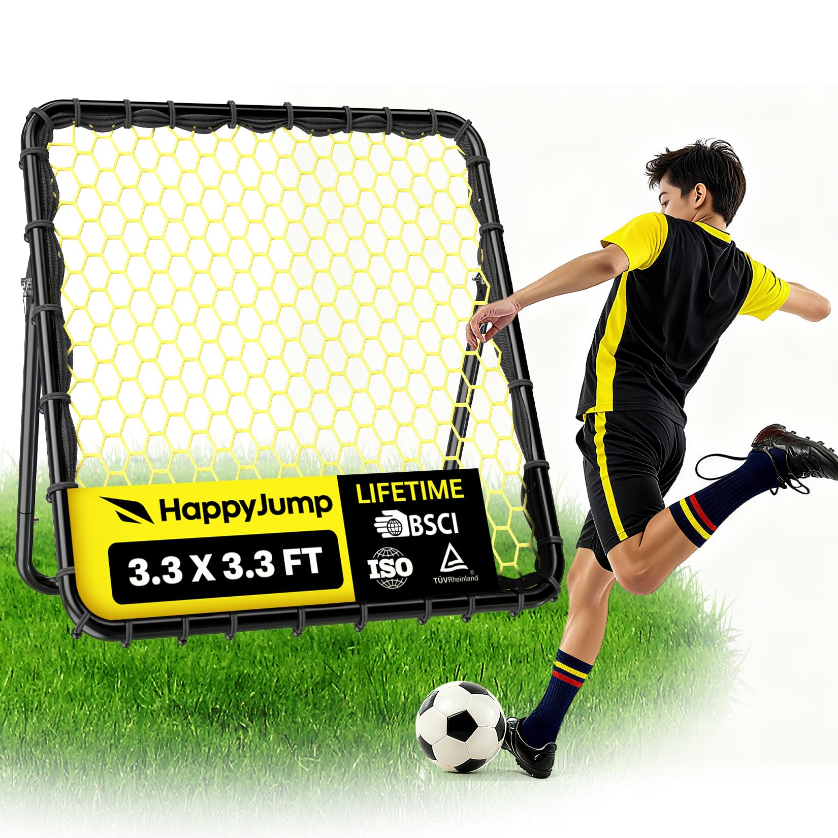 Happy Jump Soccer Net Soccer Rebounder Board - Training Rebound Net For