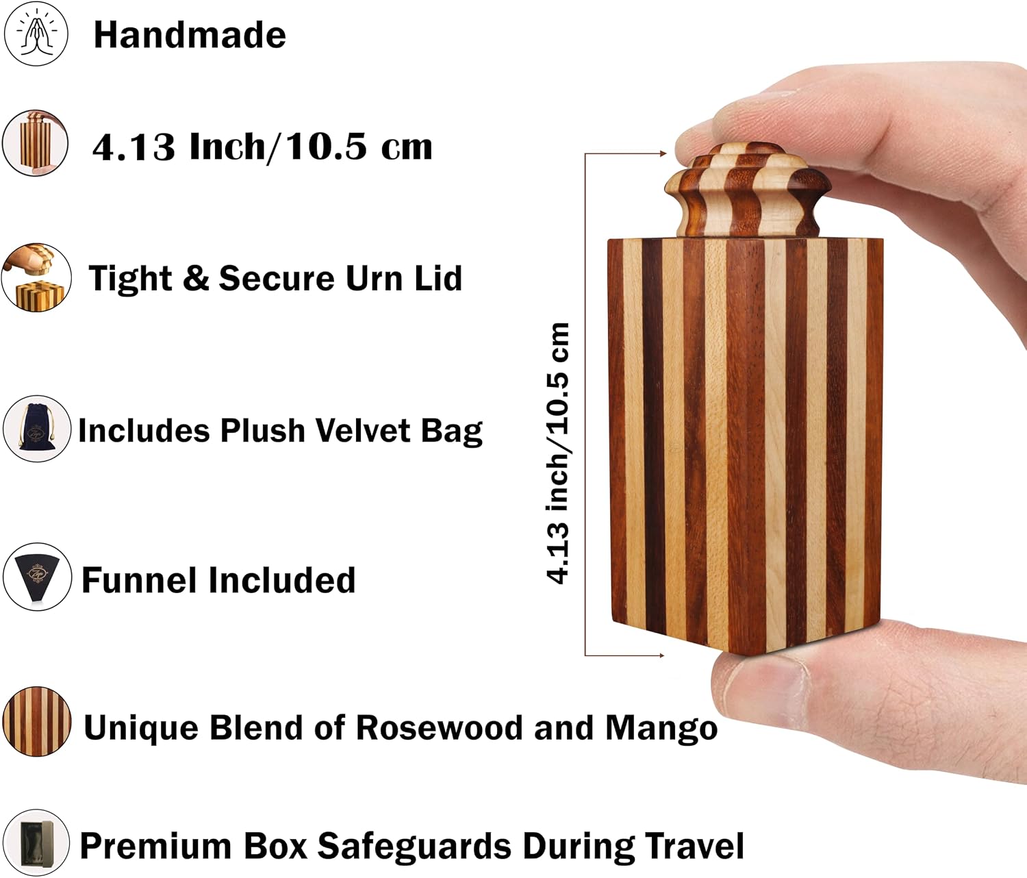 ZIYA Wooden Small Urns for Human Ash Keepsake Miniature Urn Box for Human Ashes Adult Male Female Mini Memorial Cremation Pet Urns for Dog Cat Ashes Sharing Urn with Gift Case, Bag and Funnel image 2