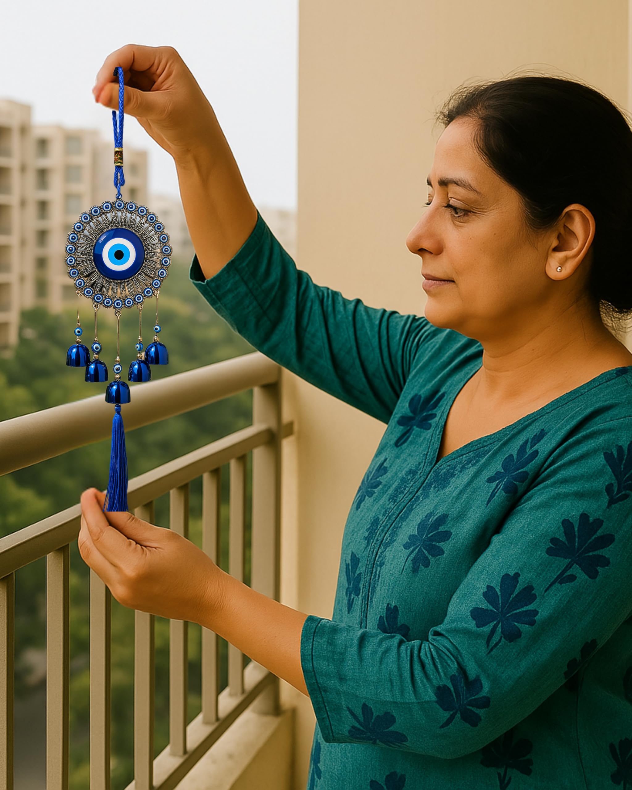 5 Bell Evil Eye Wind Chimes for Home Decor - Hanging Decorat -4 5 Bell Evil Eye Wind Chimes for Home Decor - Hanging Decorat -4